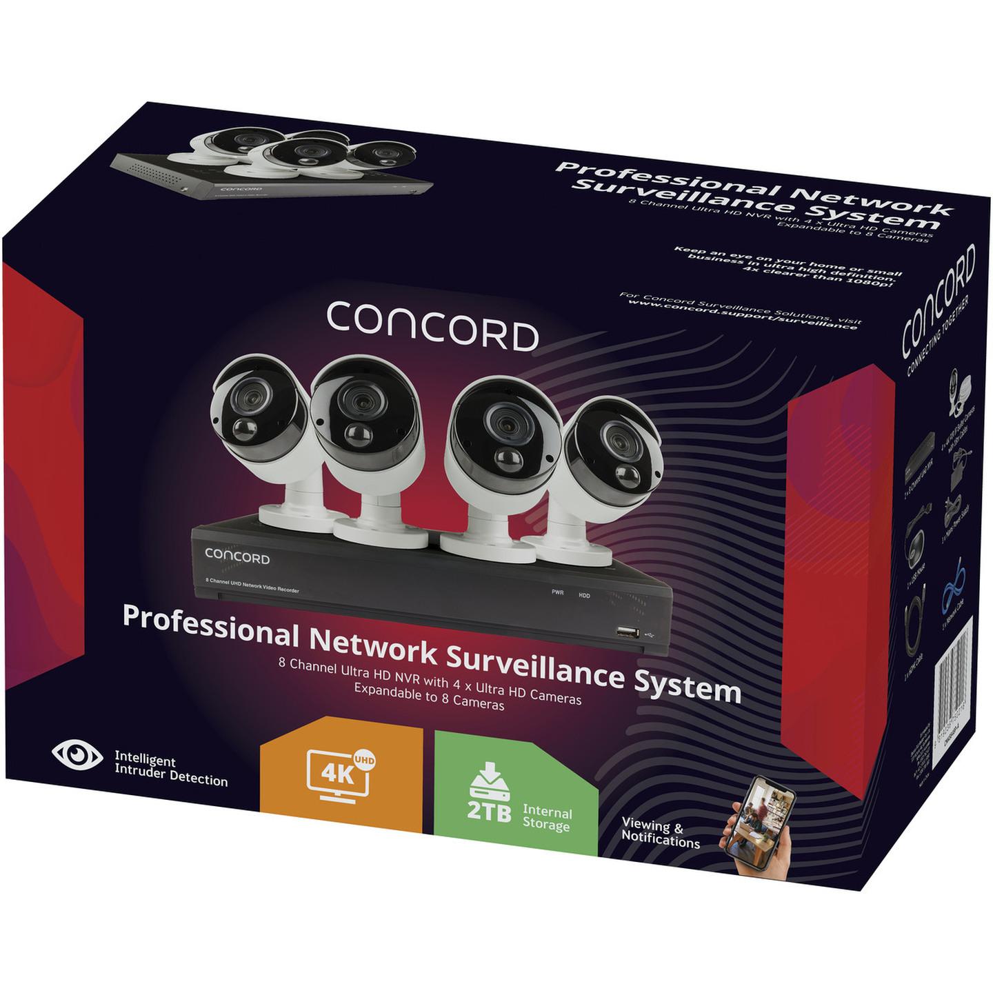 Concord 8 Channel 4K NVR Package - 4x4K Cameras