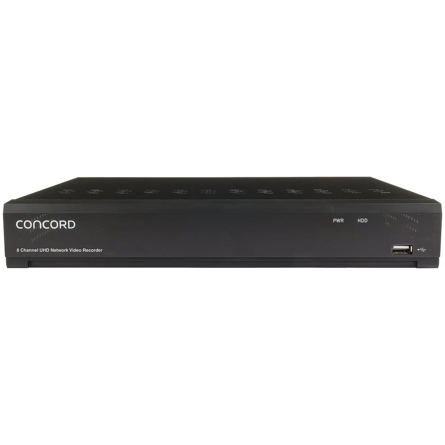 Concord 8 Channel 4K NVR Package - 4x4K PIR IP Cameras and 2x4K PIR IP Floodlight Cameras with 2 way audio