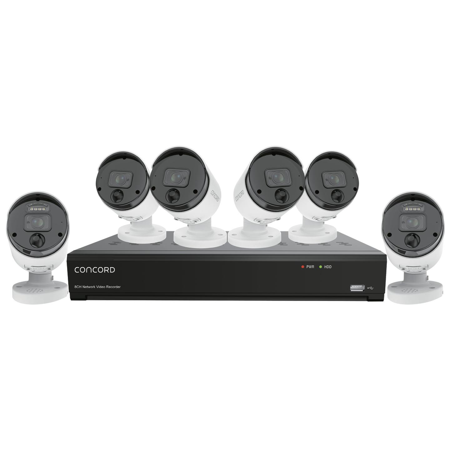 Concord 8 Channel 4K NVR Kit with 4 x 4K PIR and 2 x 4K Floodlight IP Cameras