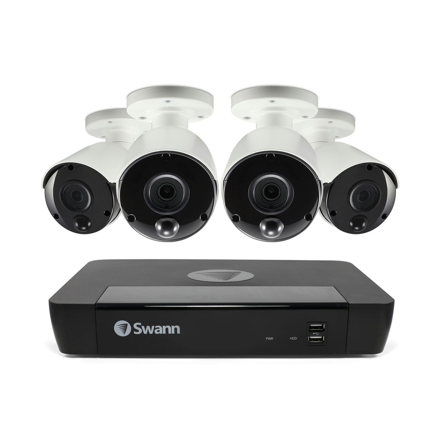 Swann 8CH 4K NVR Kit with 4 x 5MP PIR Bullet Cameras