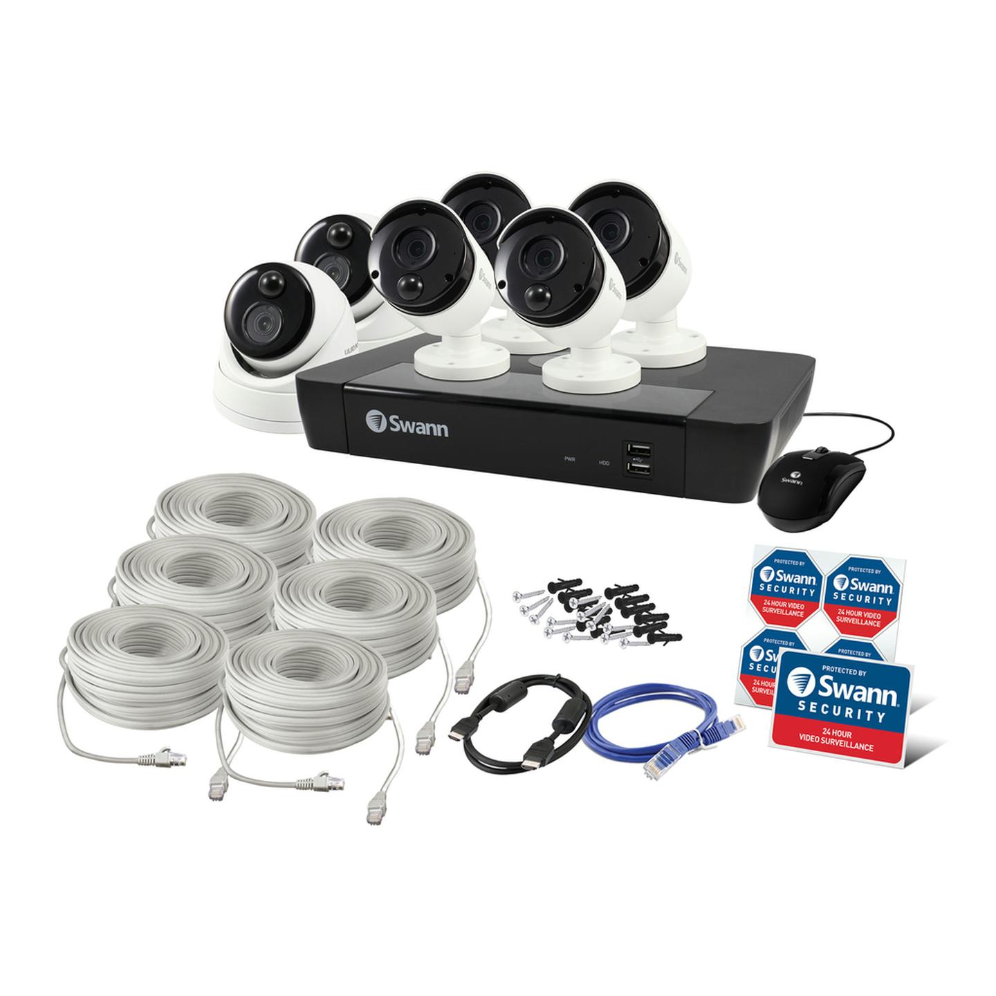 Swann 8CH 4K NVR Kit with 6 x 5MP PIR Cameras SWNVK-875804B2D