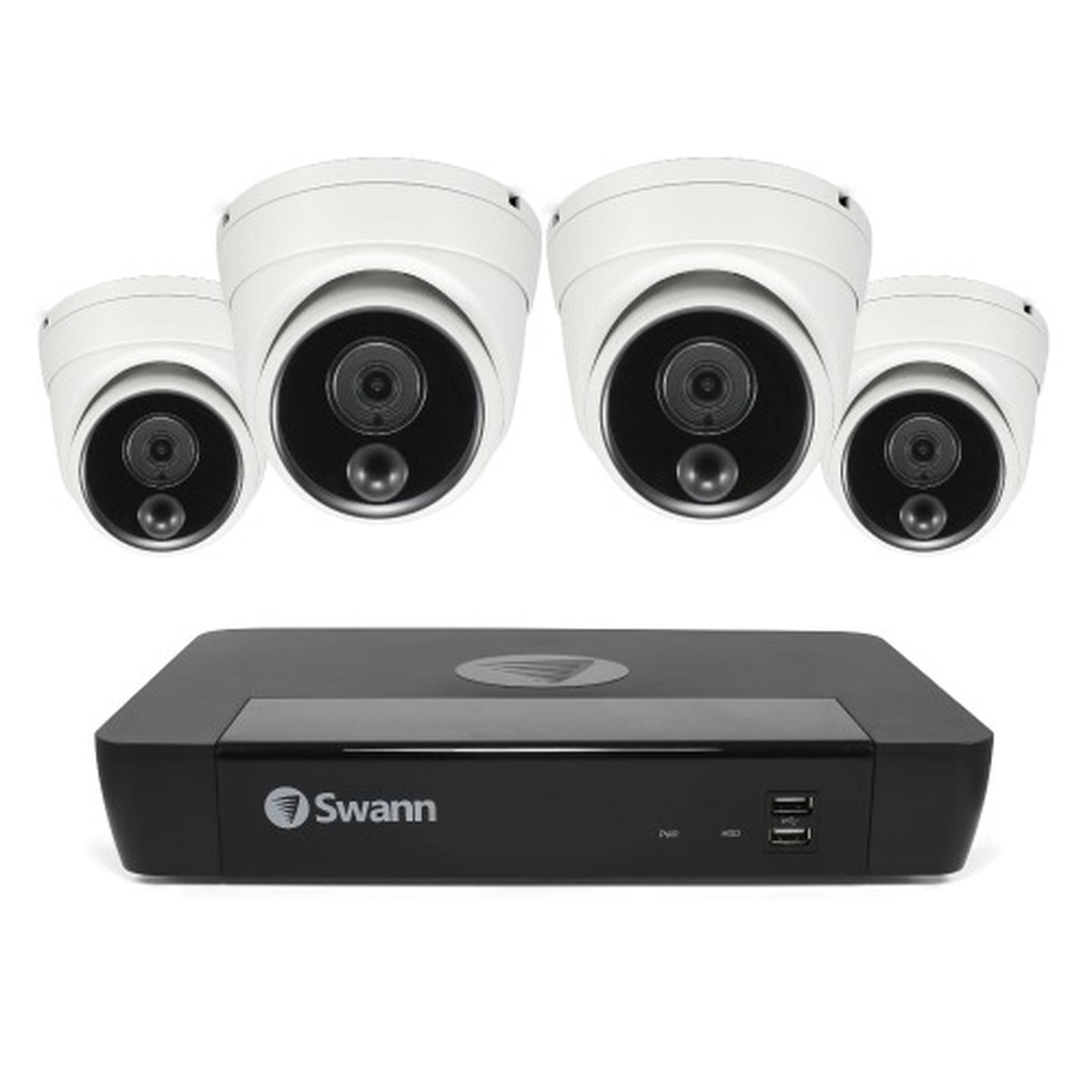 Swann 8CH 4K NVR Kit with 4 x 4K PIR Dome Cameras