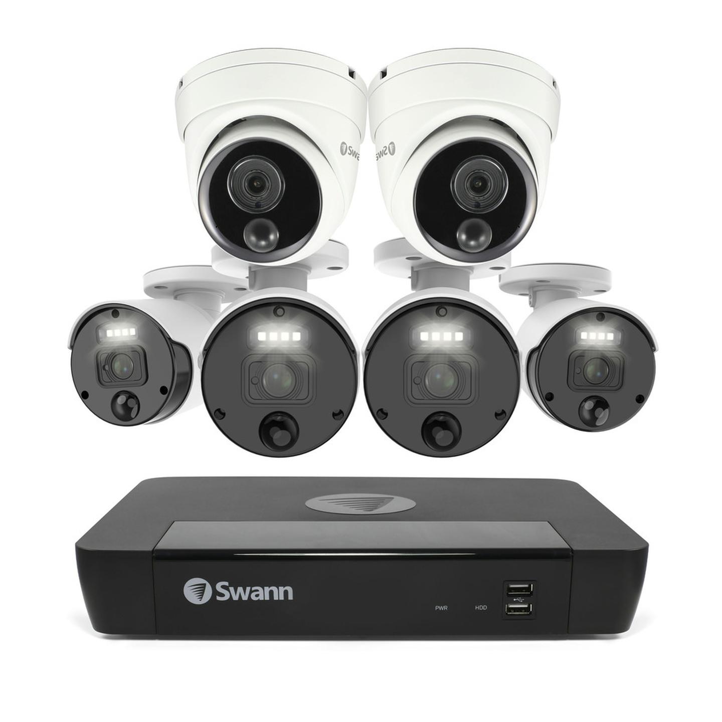 Swann 8 Channel 4K NVR Kit with 4 x 4K PIR and 2 x Dome Cameras
