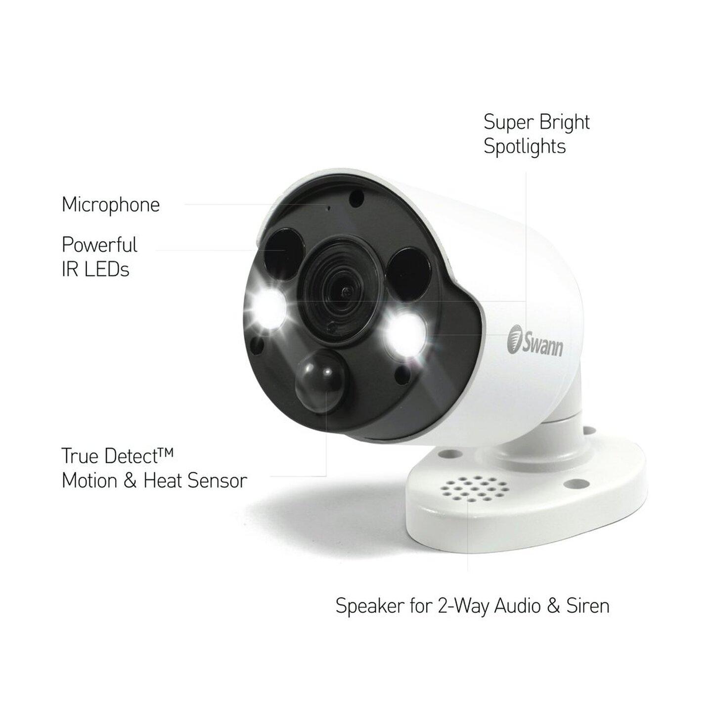 Swann 16CH NVR Kit with 8 x 6K PIR Spot Light Bullet and 4 x 6K PIR Cameras
