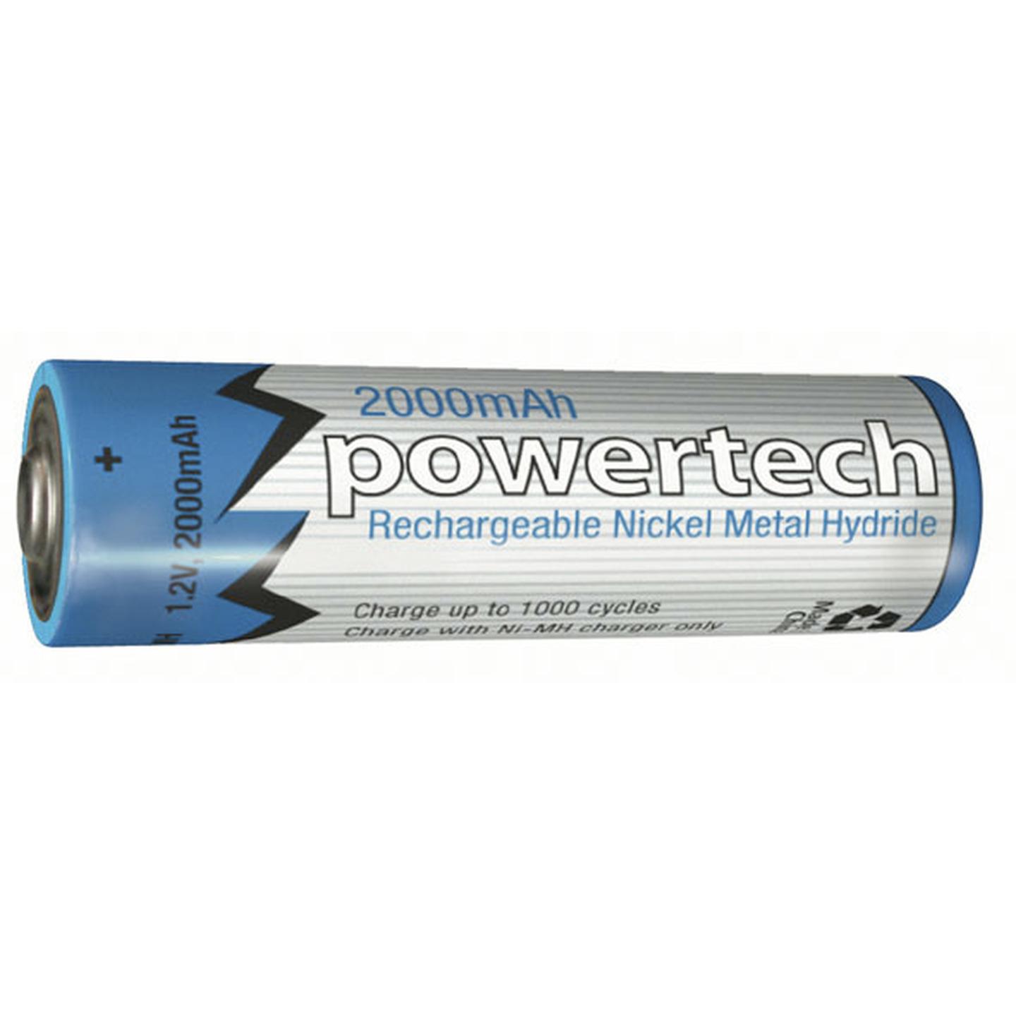 1.2V AA 2000mAh Rechargeable Powertech Ni-MH Battery - Nipple