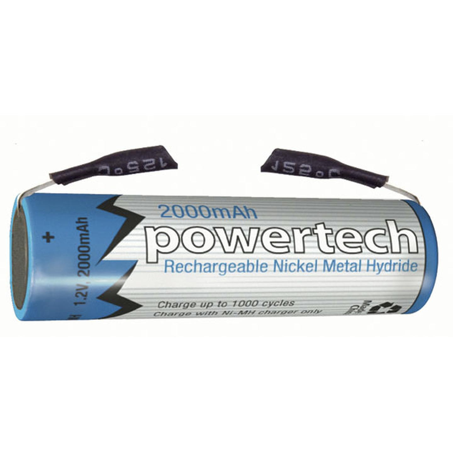 1.2V AA 2000mAH Rechargeable Ni-MH Powertech Battery - Solder Tag
