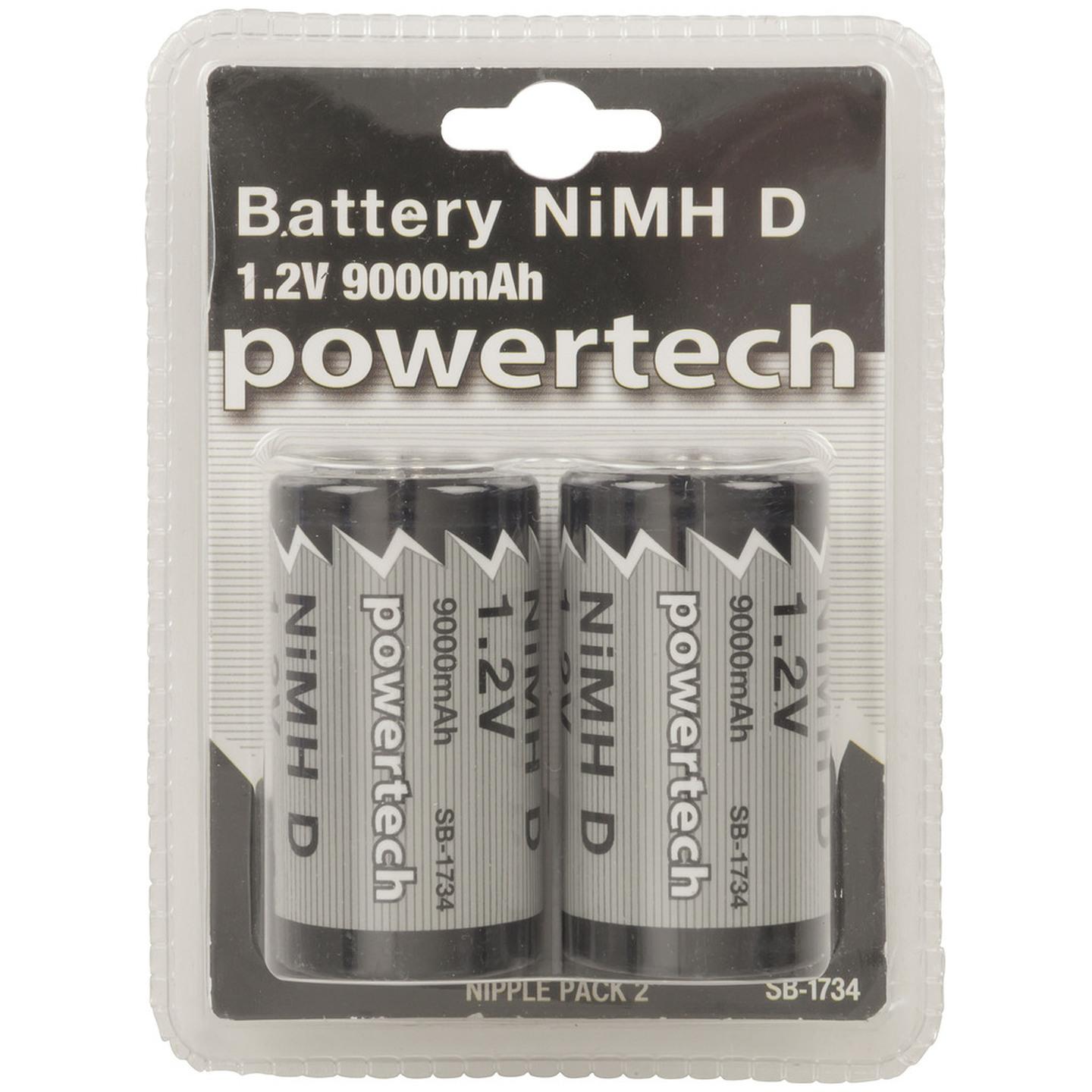 9000mA Ni-MH D Batteries - Pack of 2