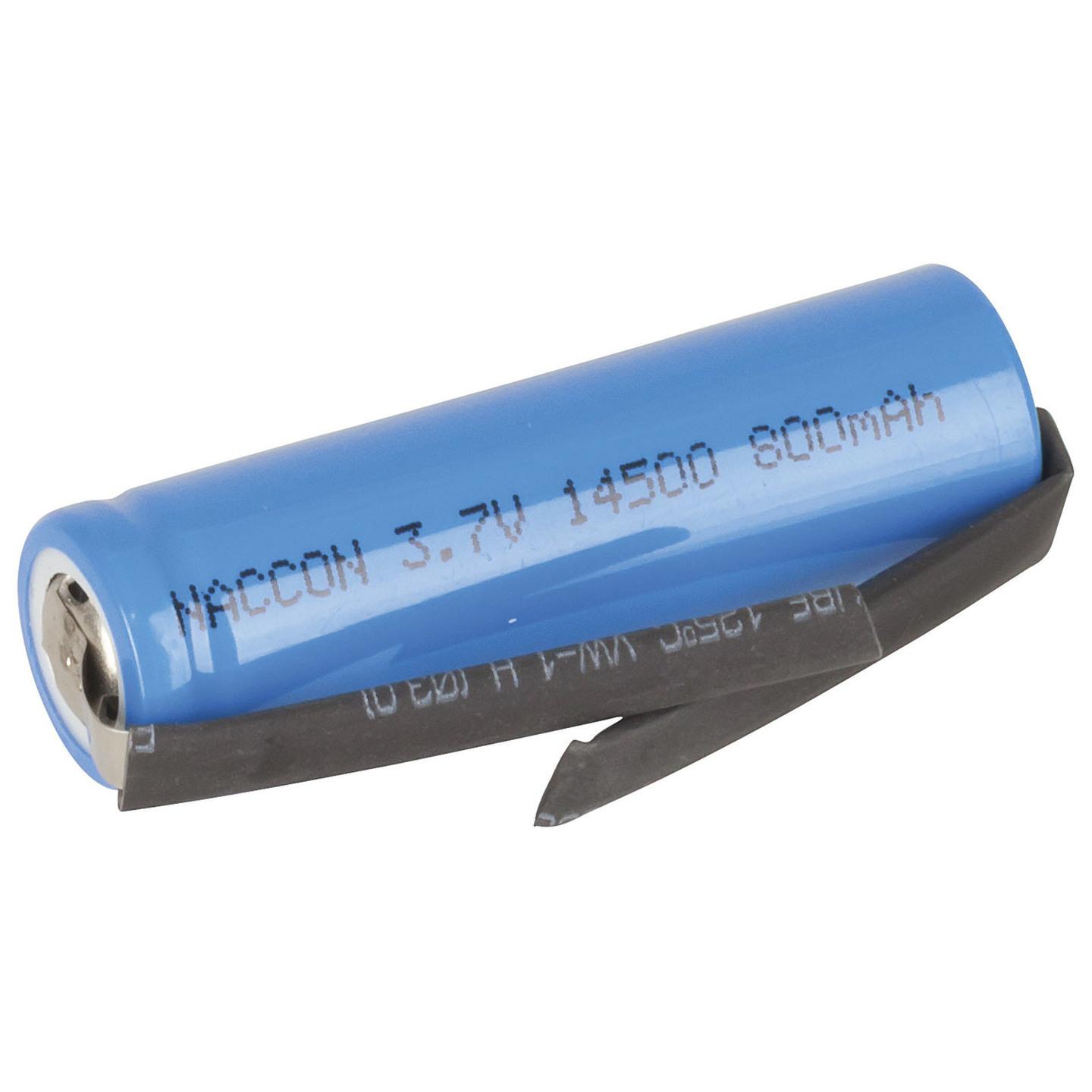 14500 Rechargeable Li-Ion Battery 800mAh 3.7V Solder Tag