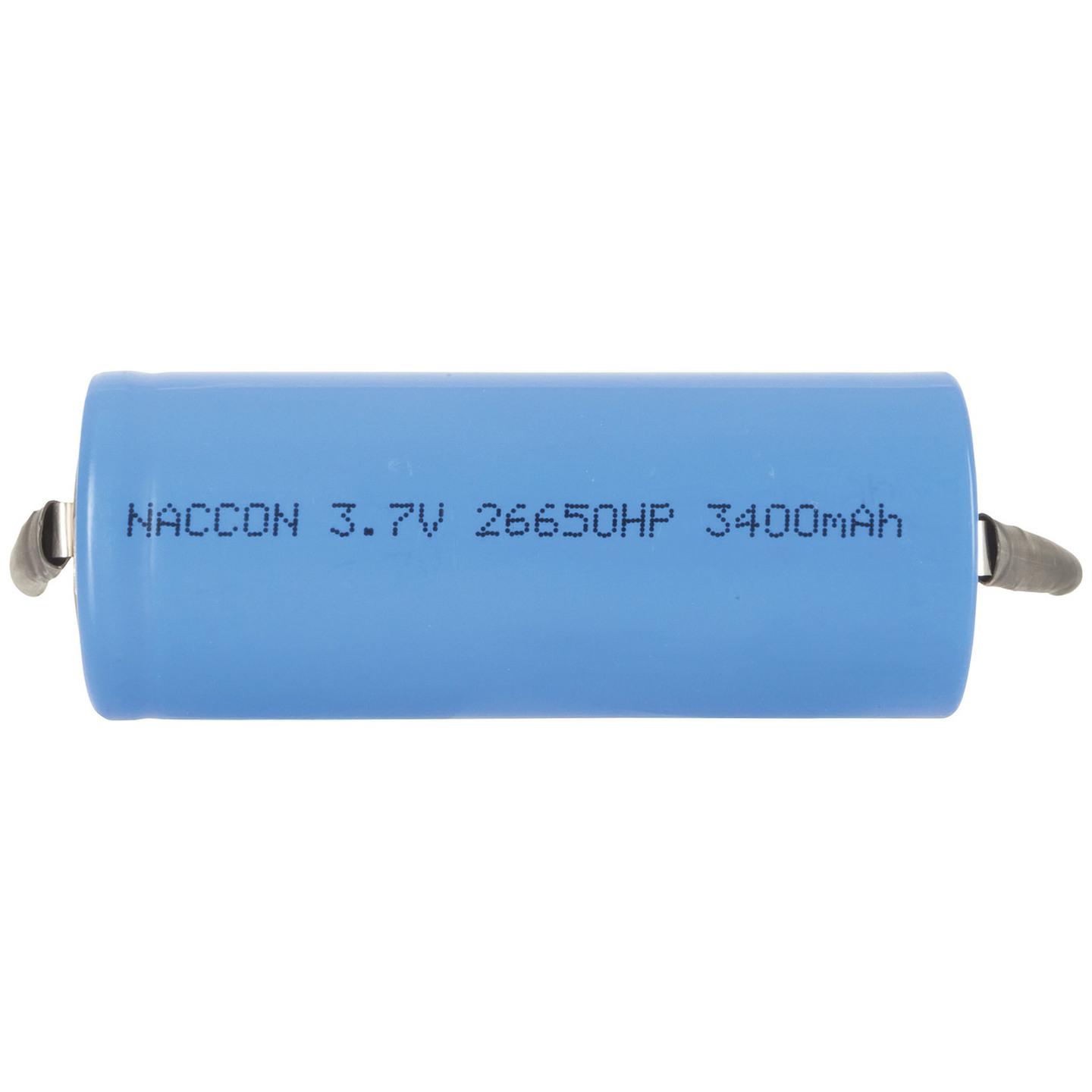 26650 Rechargeable Li-Ion Battery 3400mAh 3.7V Solder Tag