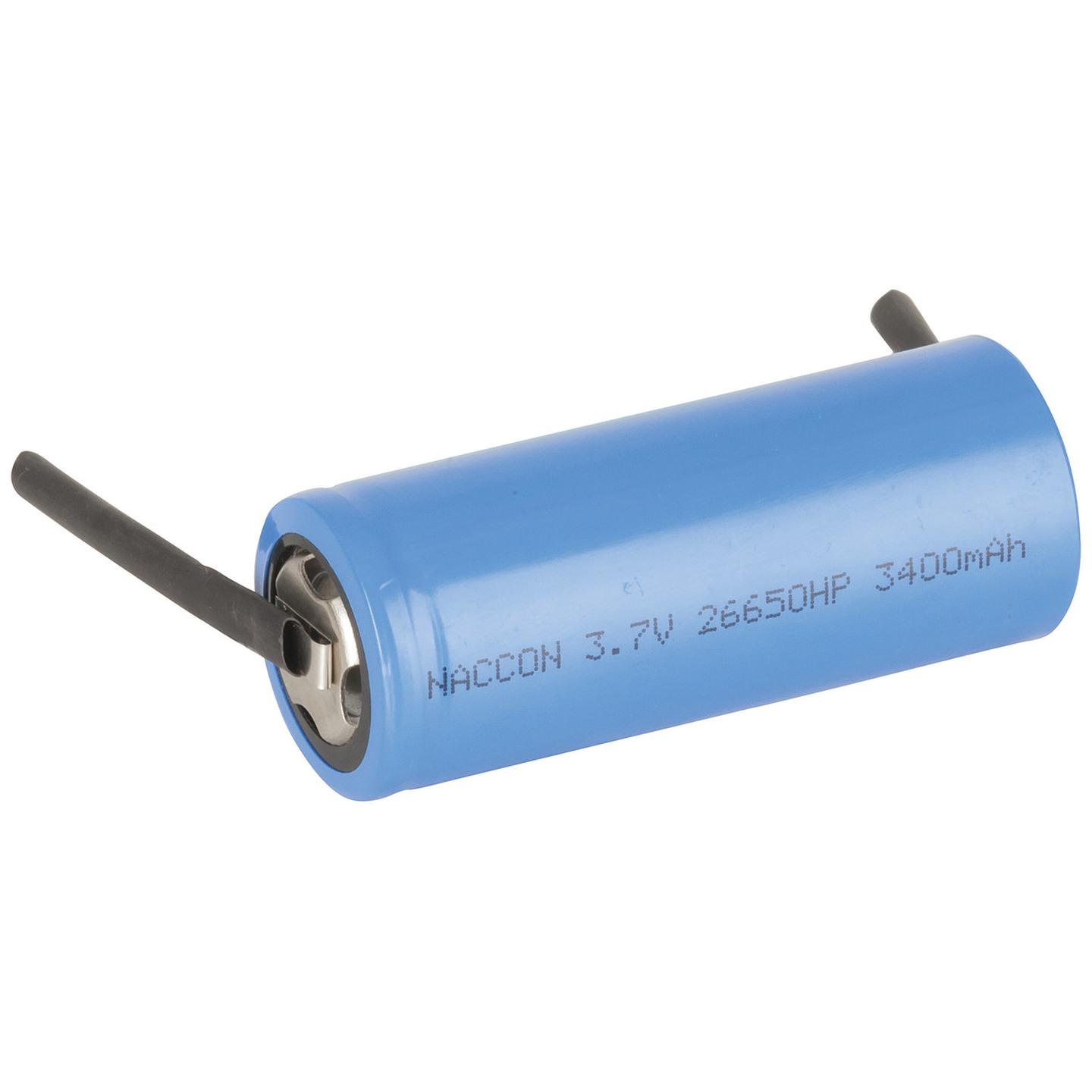 26650 Rechargeable Li-Ion Battery 3400mAh 3.7V Solder Tag