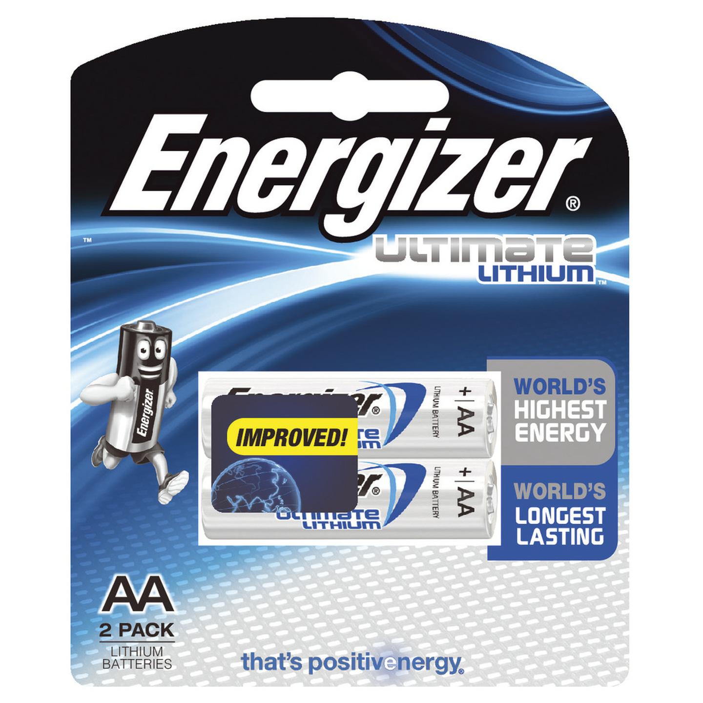 Two Pack 1.5V Energizer L91 AA Lithium Batteries