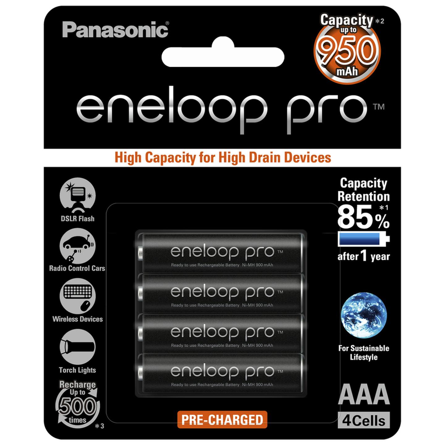 Panasonic Eneloop Pro NiMH AAA Batteries 900mAH 4 Pack