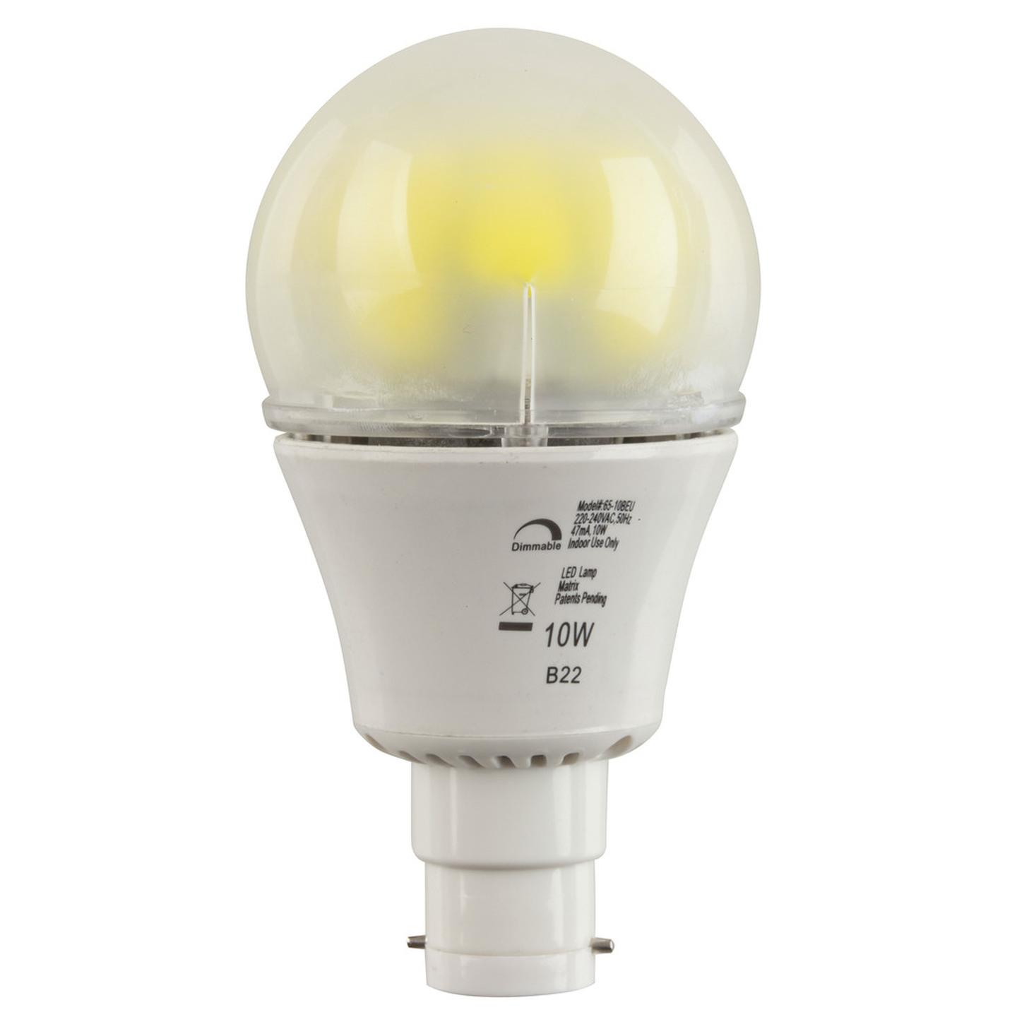 10W Dimmable Mains LED Light Globe Natural White Bayonet cap