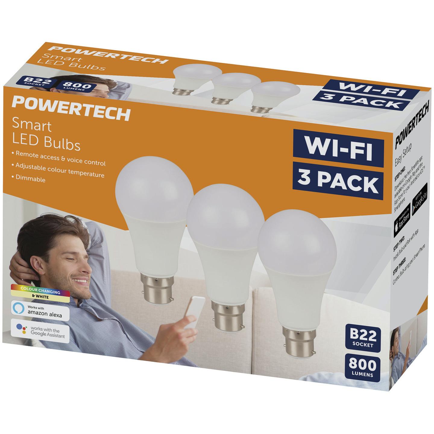 Smart Wi-Fi LED Bulb with Colour Change with Bayonet Light Fitting Pack of 3