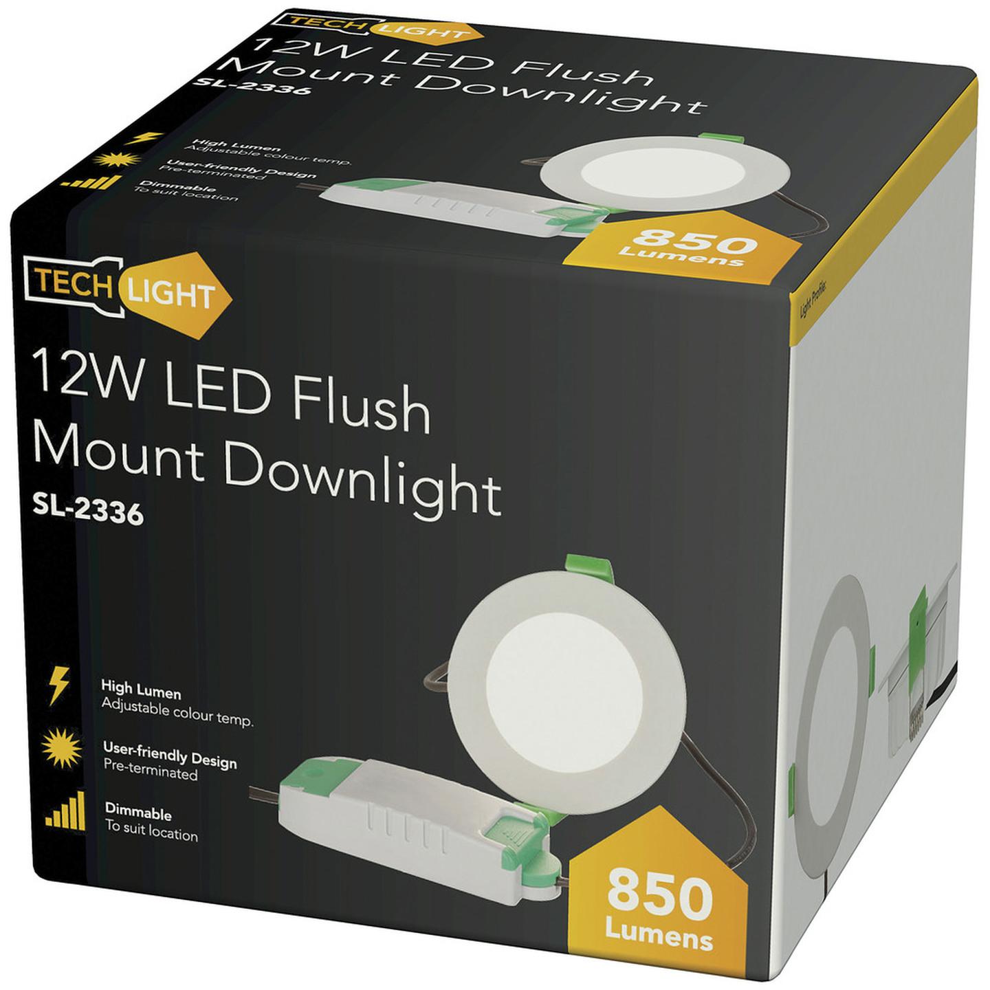 12W LED Flush Downlight with Colour Temp & Brightness Control