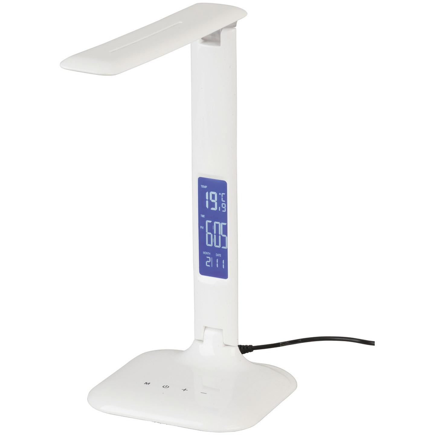 14 LED Adjustable Colour Temperature Lamp with LCD Clock