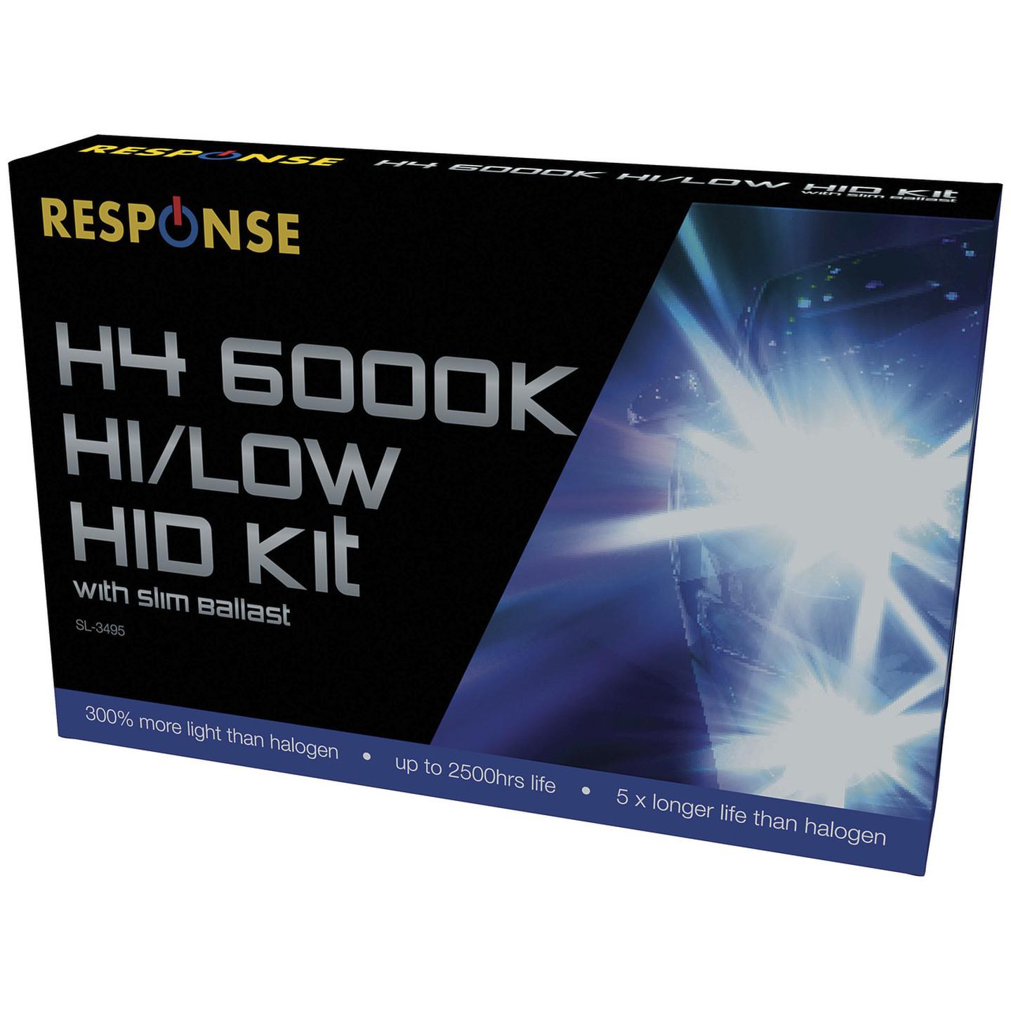 H4 Slim Ballast HID High/Low Kit 12V 6000K
