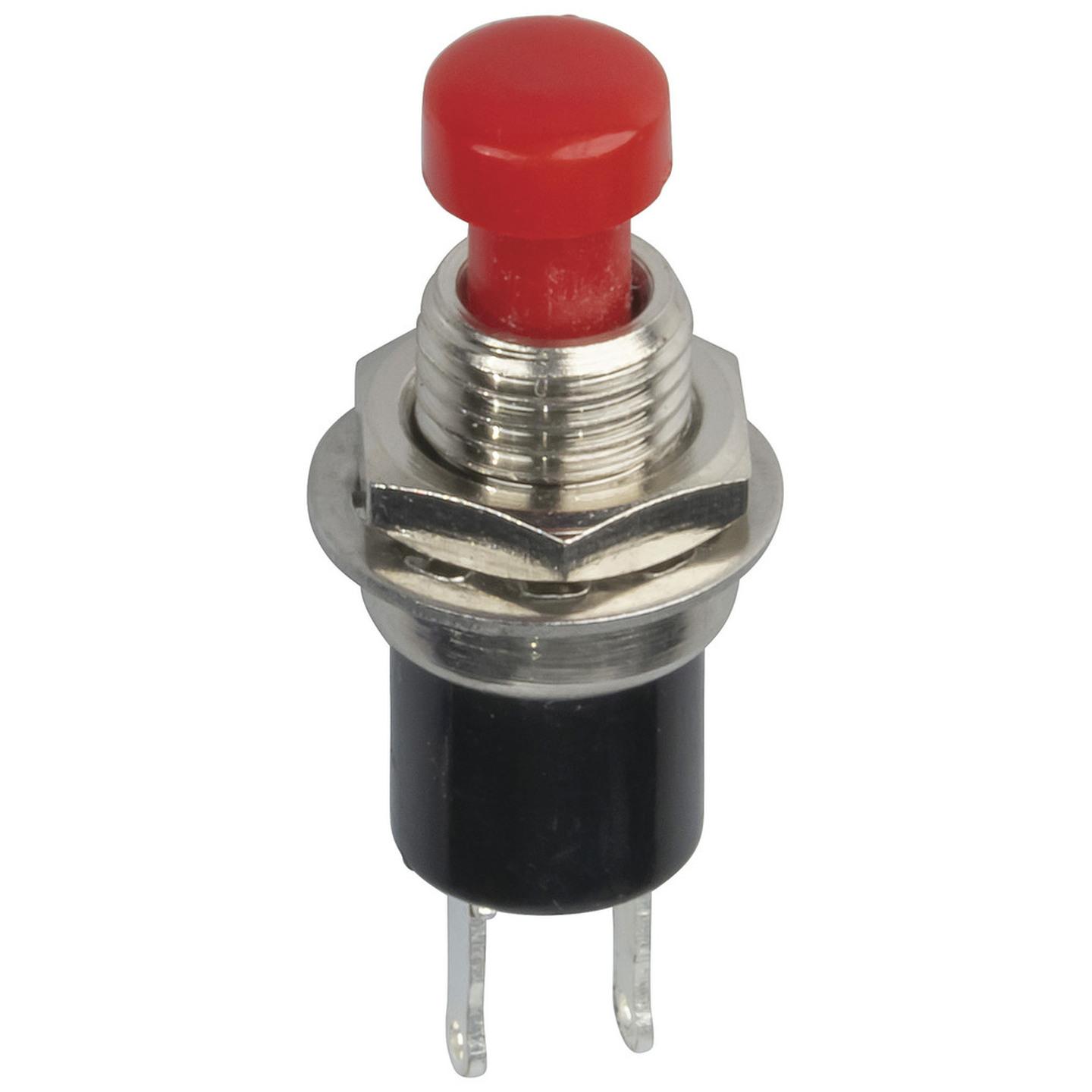 Red Miniature Pushbutton - SPST Momentary Action 125V 1A rating