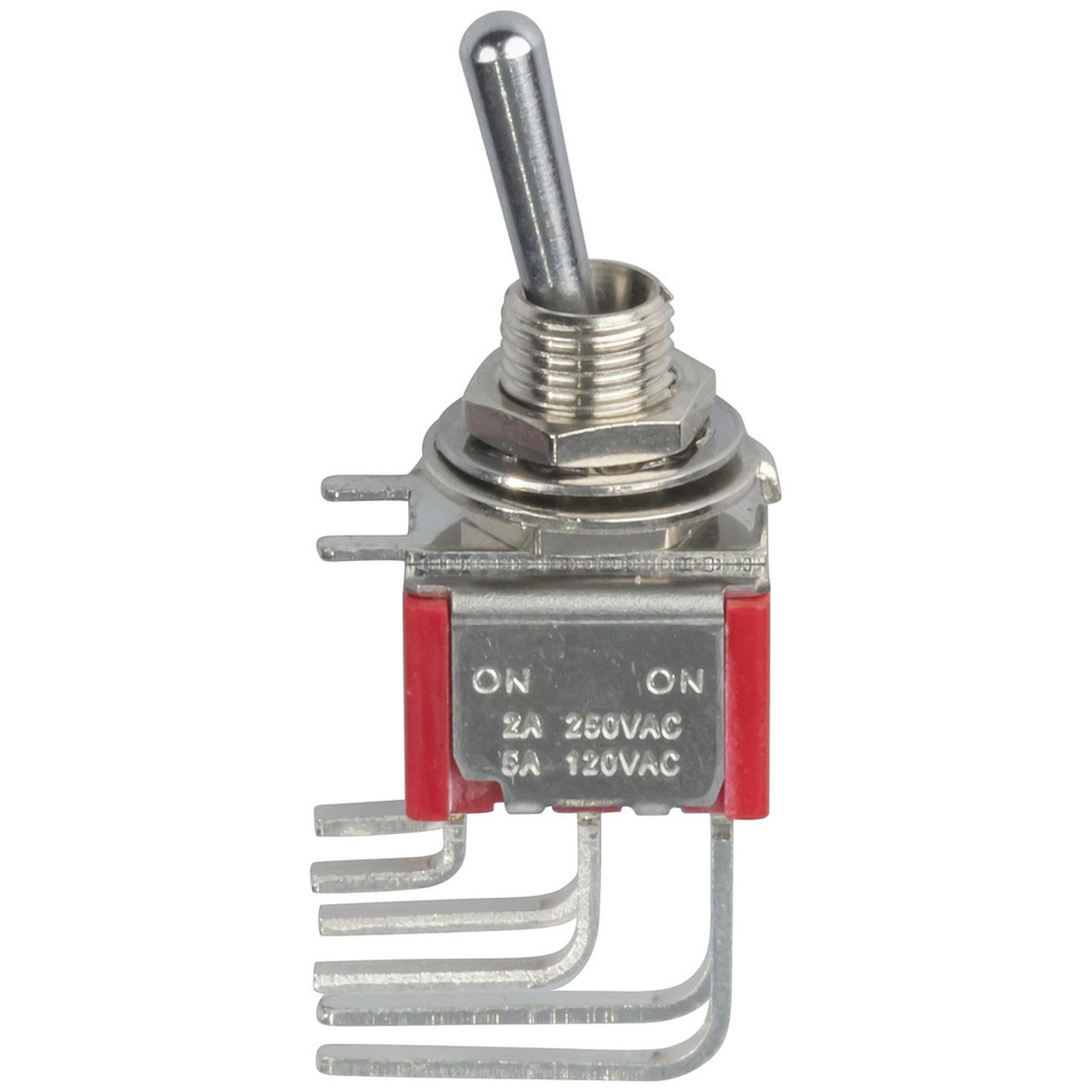 DPDT Miniature Toggle Switch - Vertical R/A