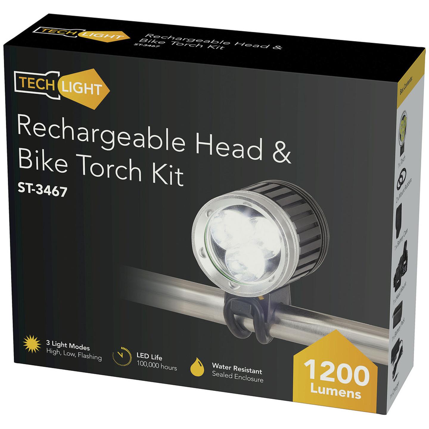 Rechargeable Head and Bike Torch Kit