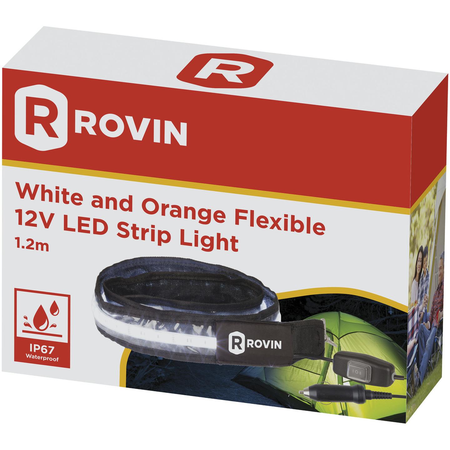 Rovin 1.2m Waterproof IP67 White and Orange Flexible LED Strip