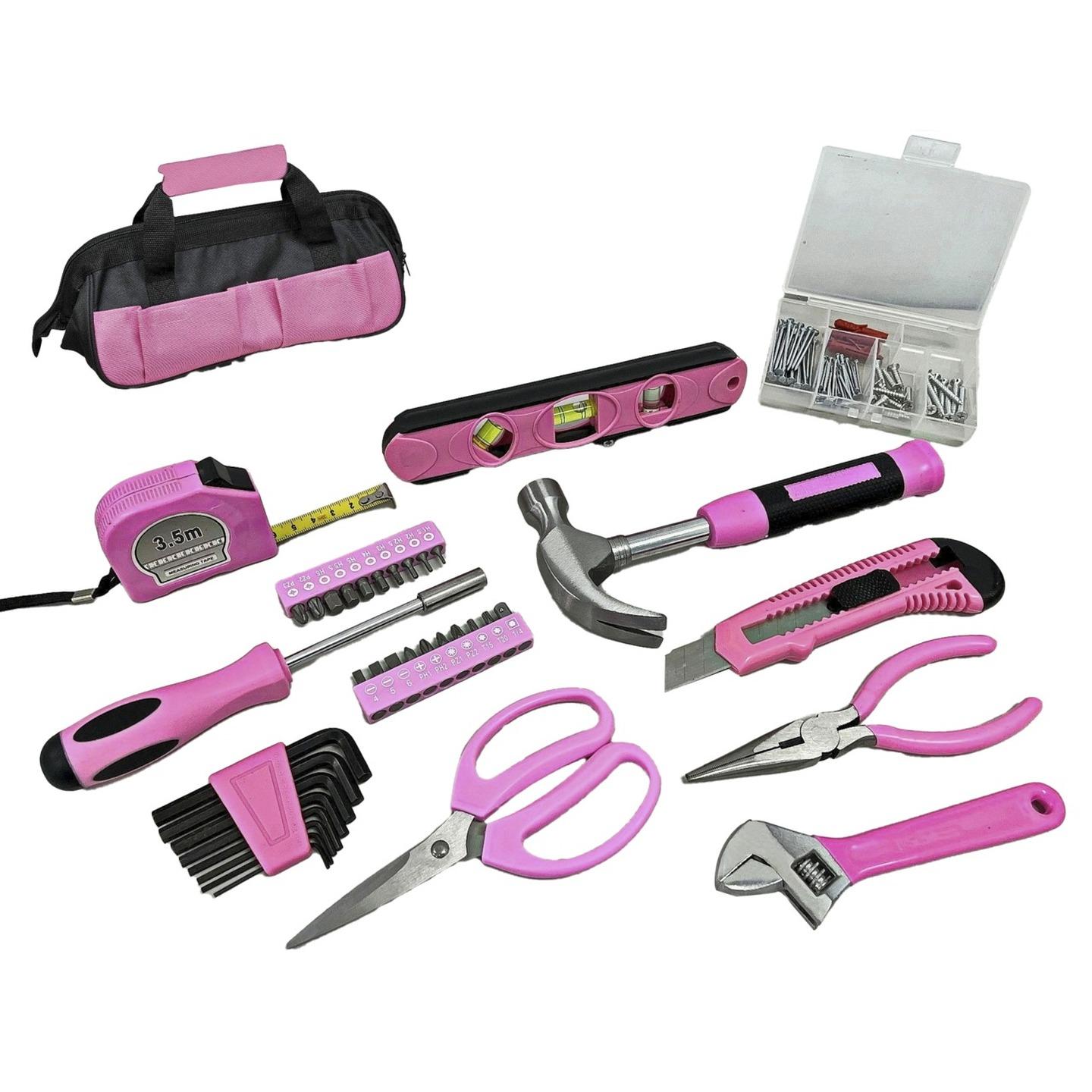 131 Piece Tool Bag Kit Pink/Black 