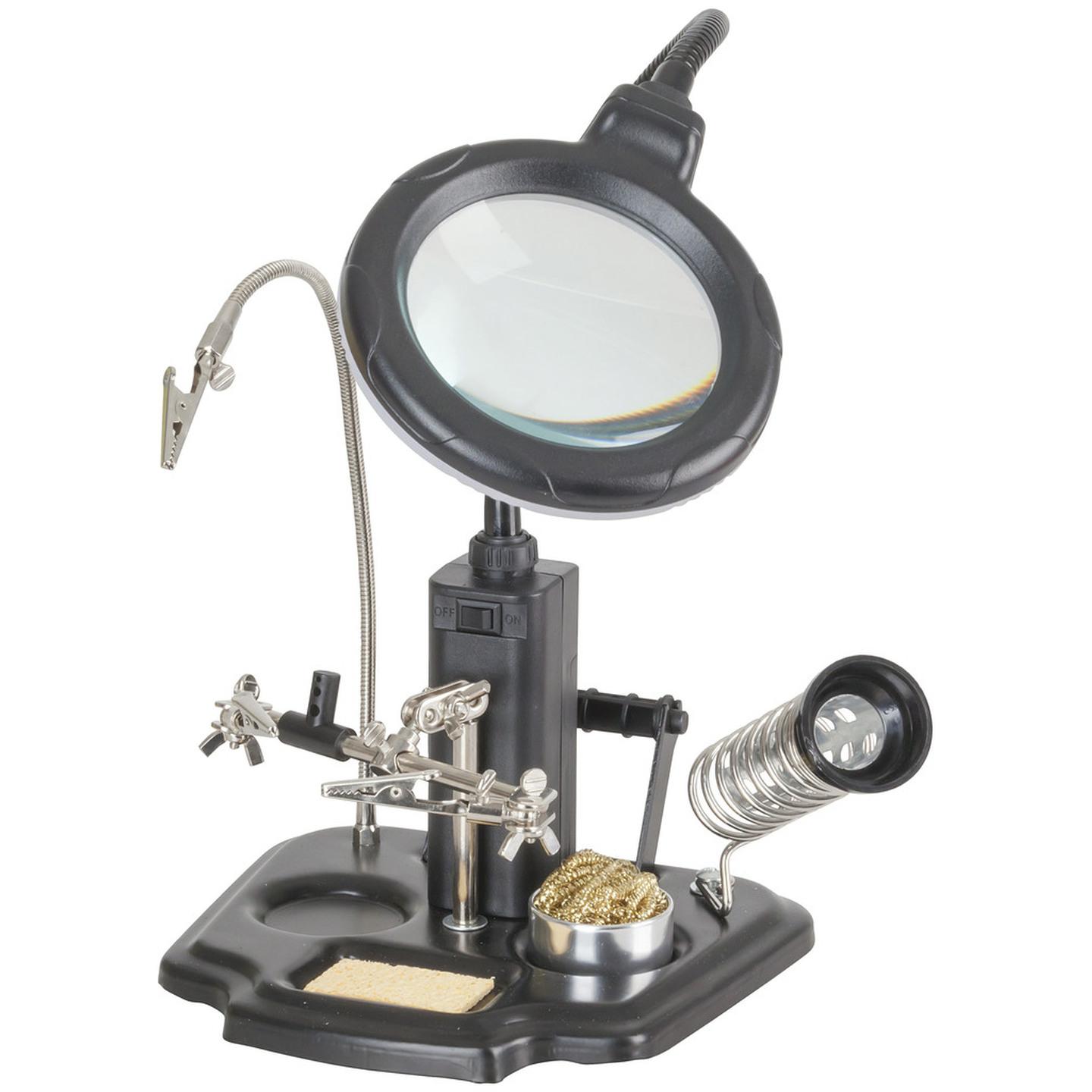 LED Magnifying lamp with third hand