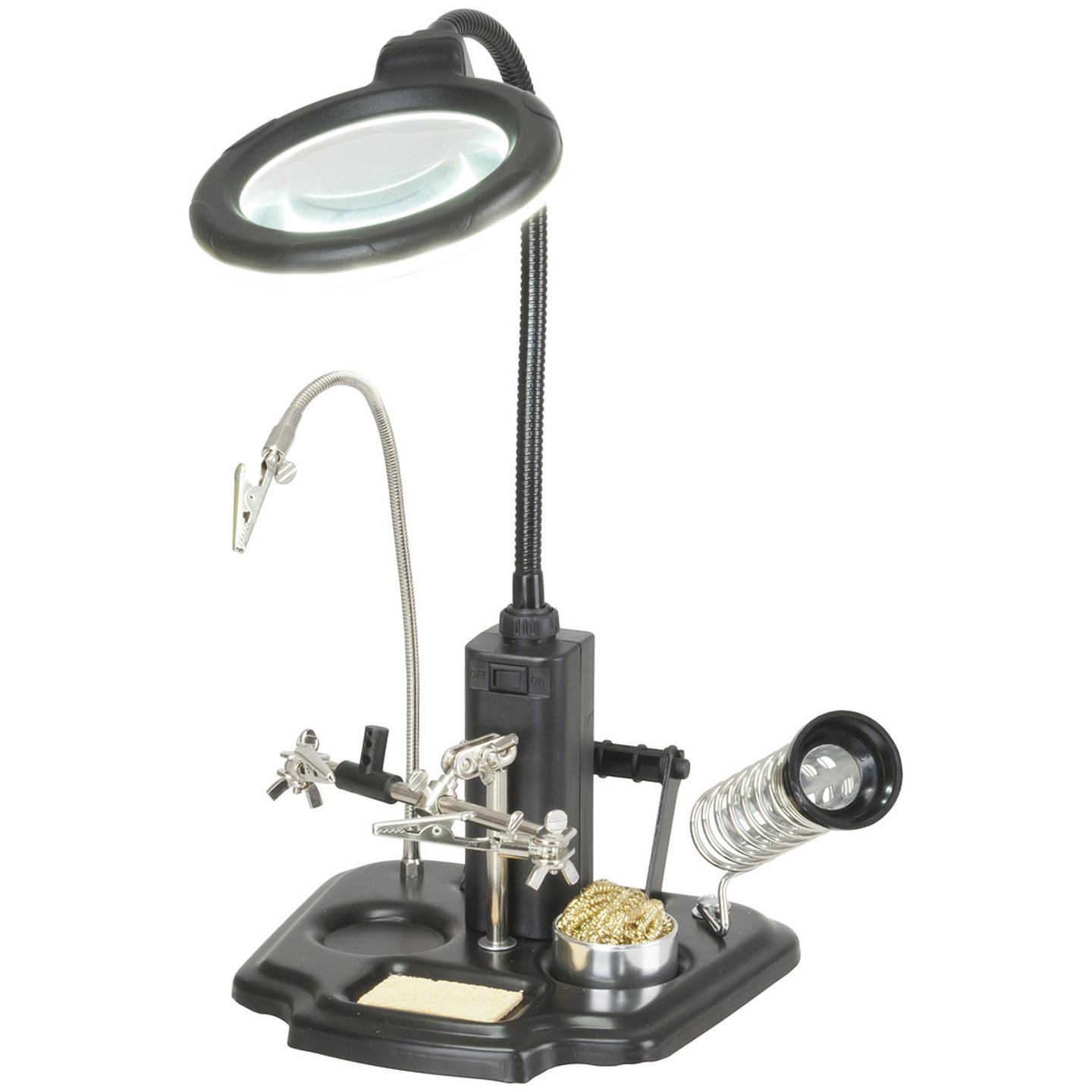 LED Magnifying lamp with third hand