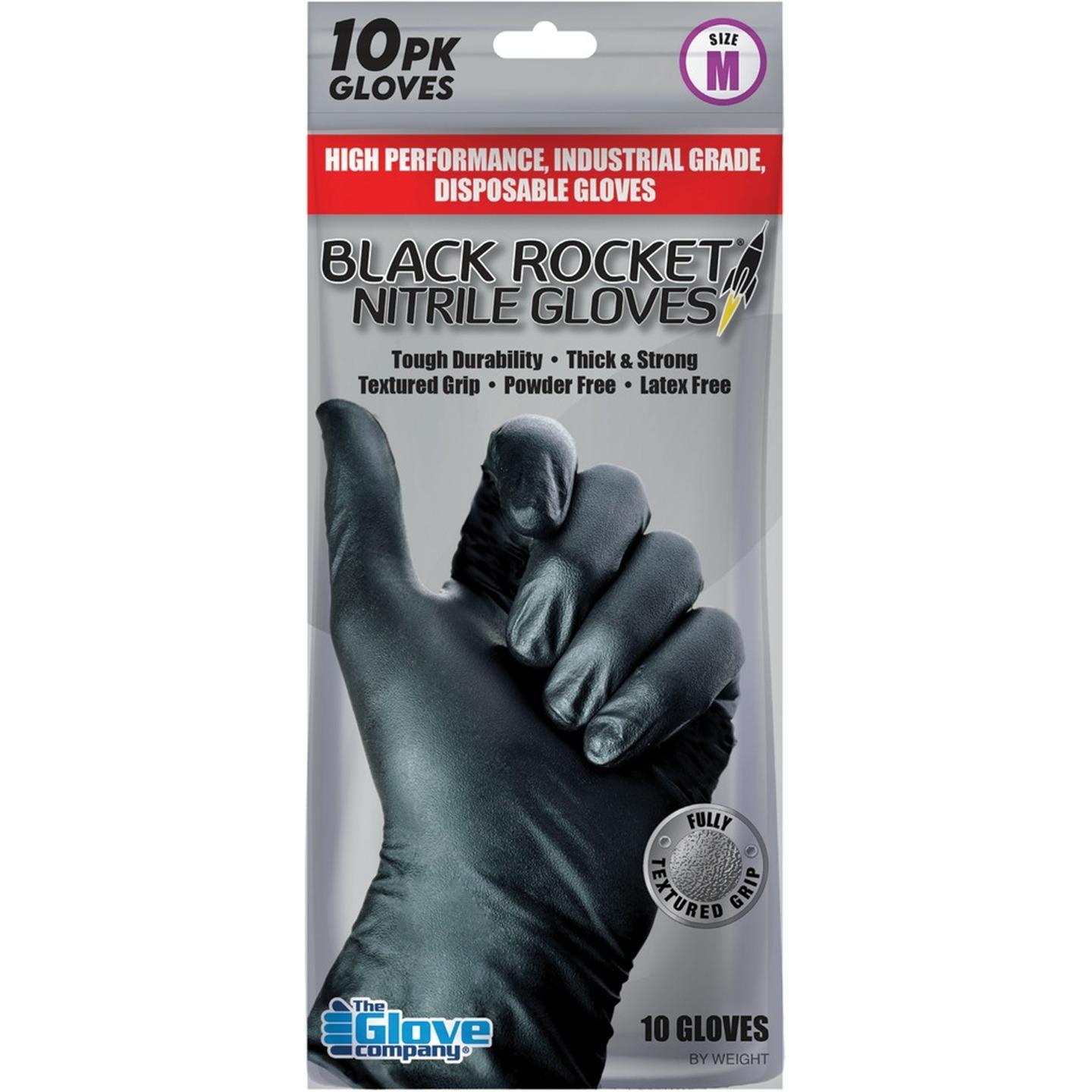 Black Rocket Nitrile Gloves Medium PK10