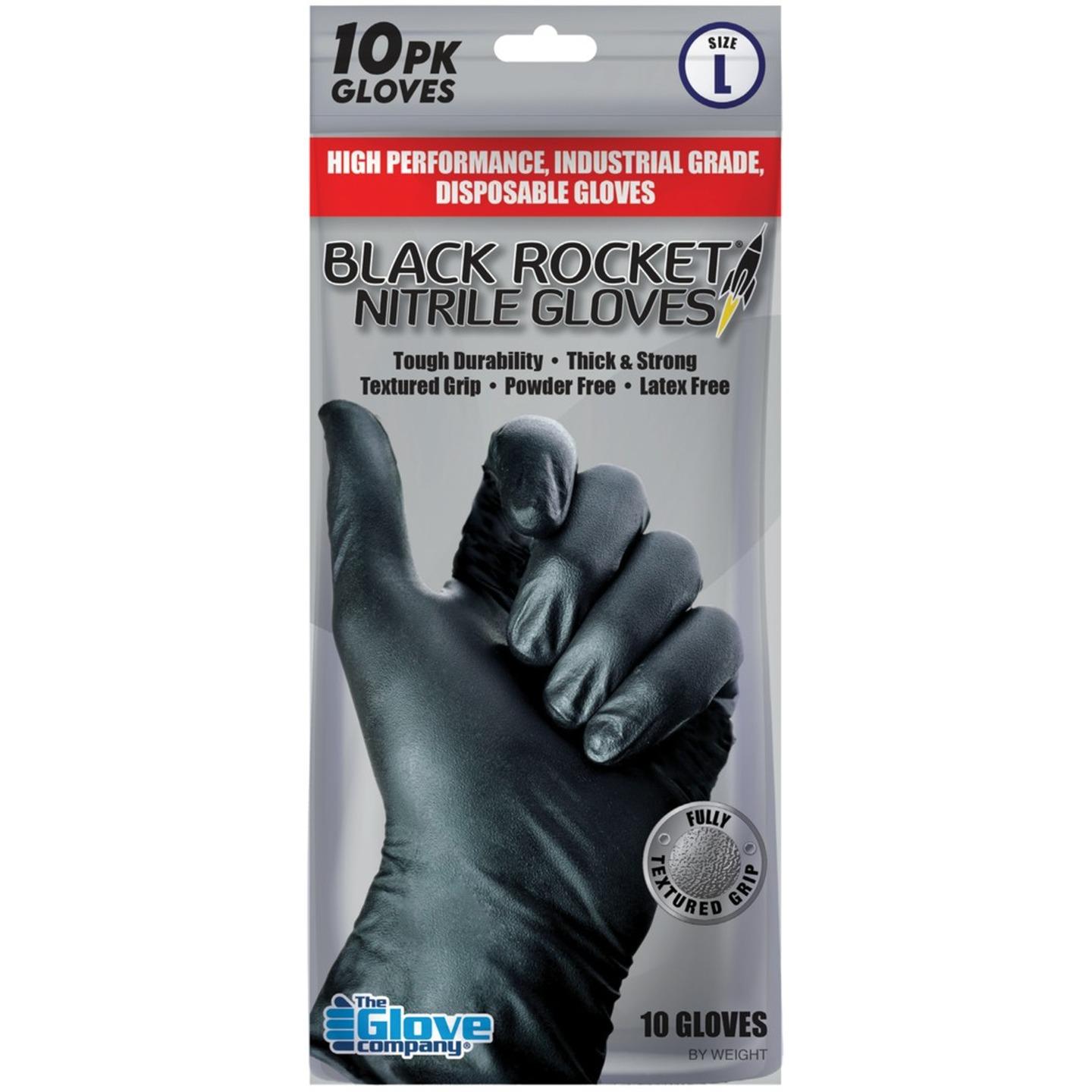 Black Rocket Nitrile Gloves Large PK10