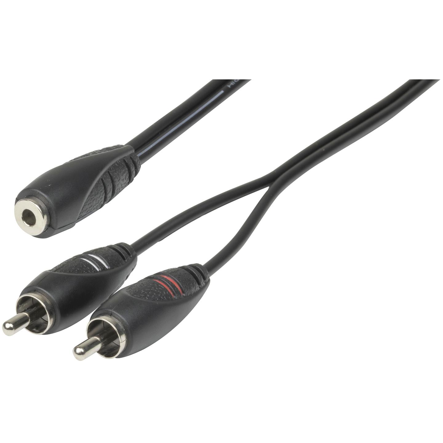 3.5mm Stereo Socket to 2 x RCA Plugs 300mm
