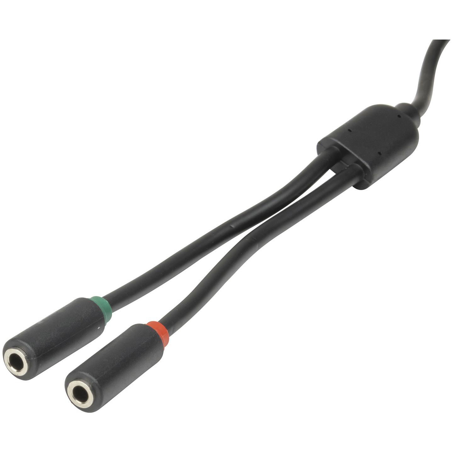 3.5mm 4 Pole Plug to 2 x 3.5mm Socket Cable - 250mm