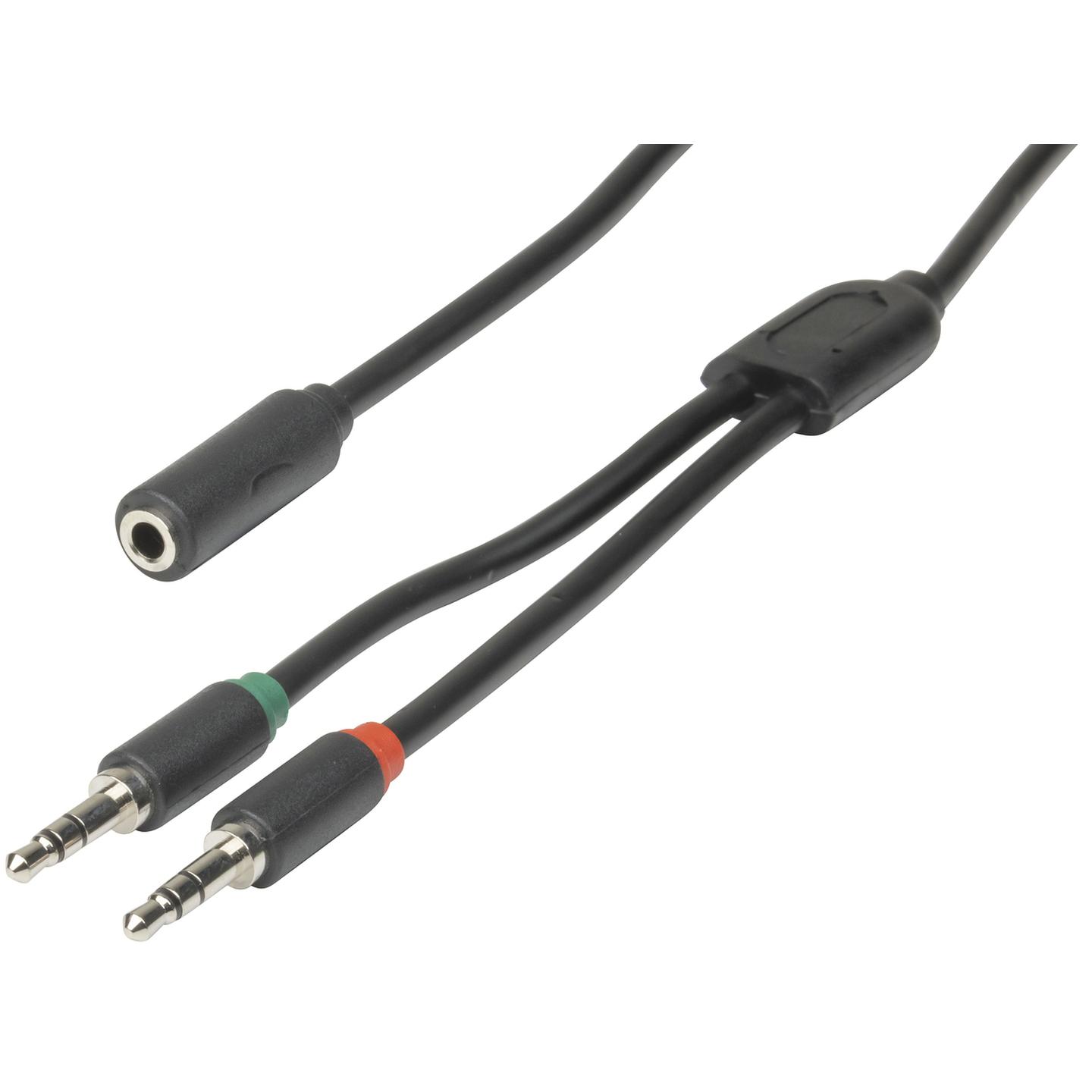 3.5mm 4P Skt - 2x3.5mm Plug Cable - 250mm