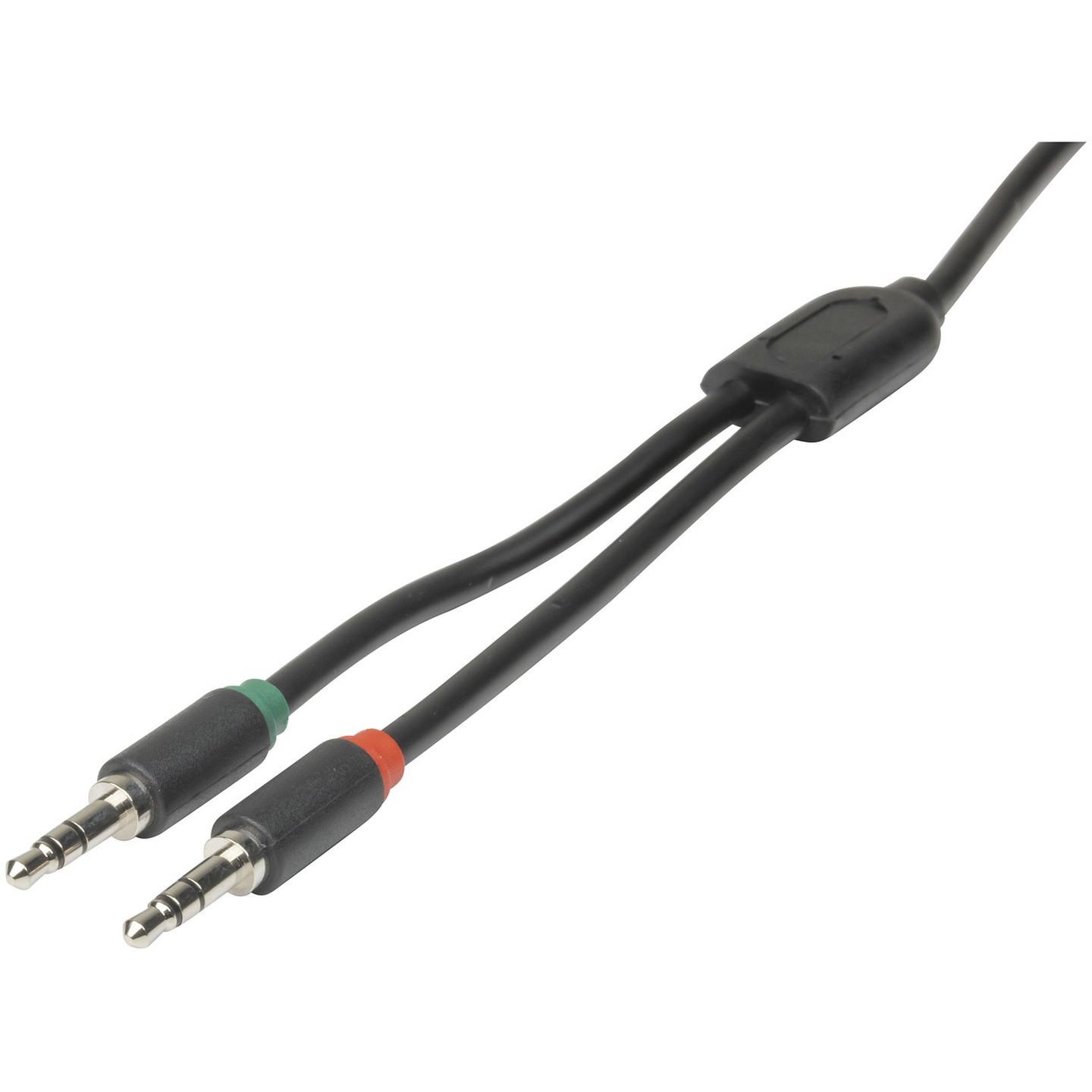 3.5mm 4P Skt - 2x3.5mm Plug Cable - 250mm