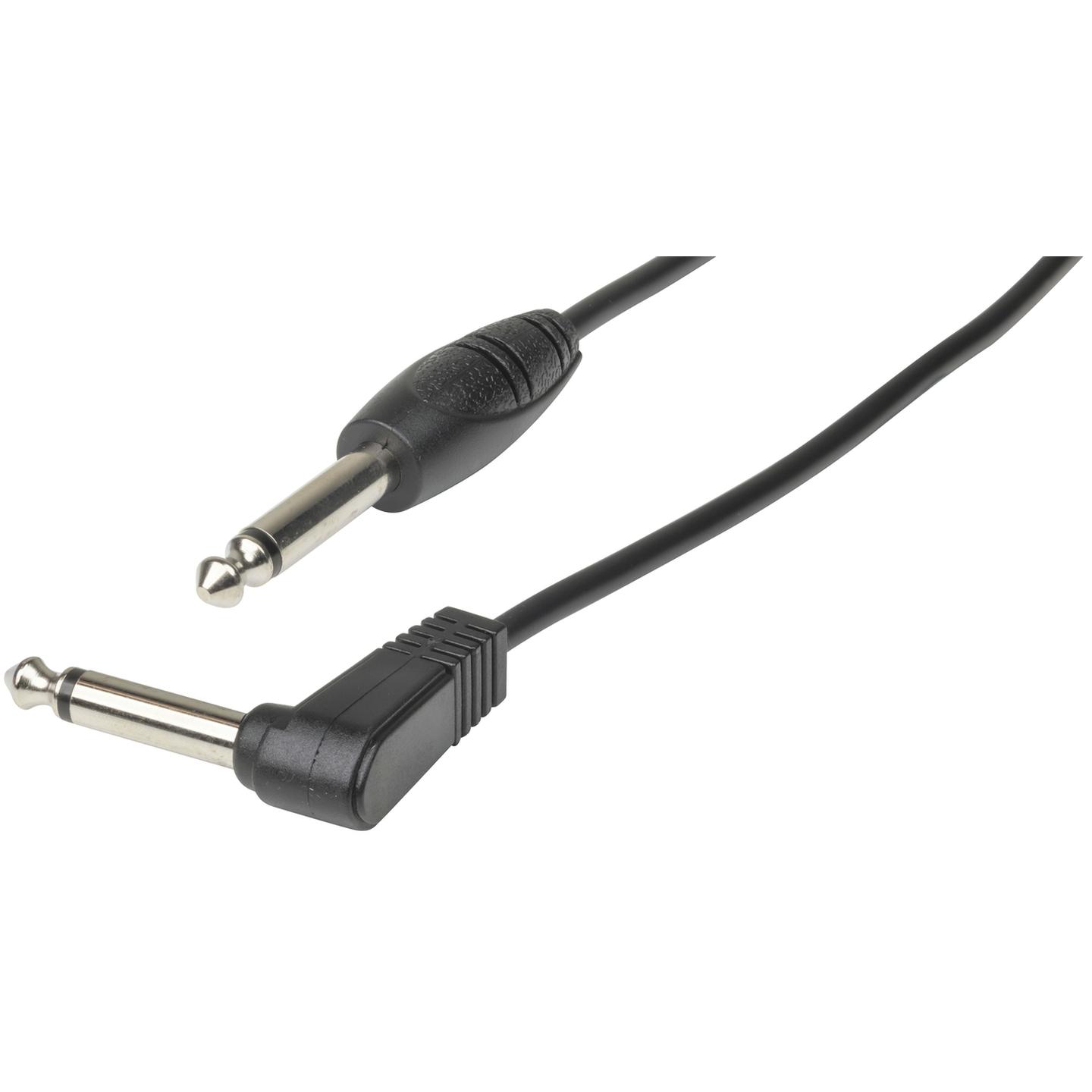 6.5mm Mono Plug to 6.5mm Mono R/A Plug Audio Cable - 3m