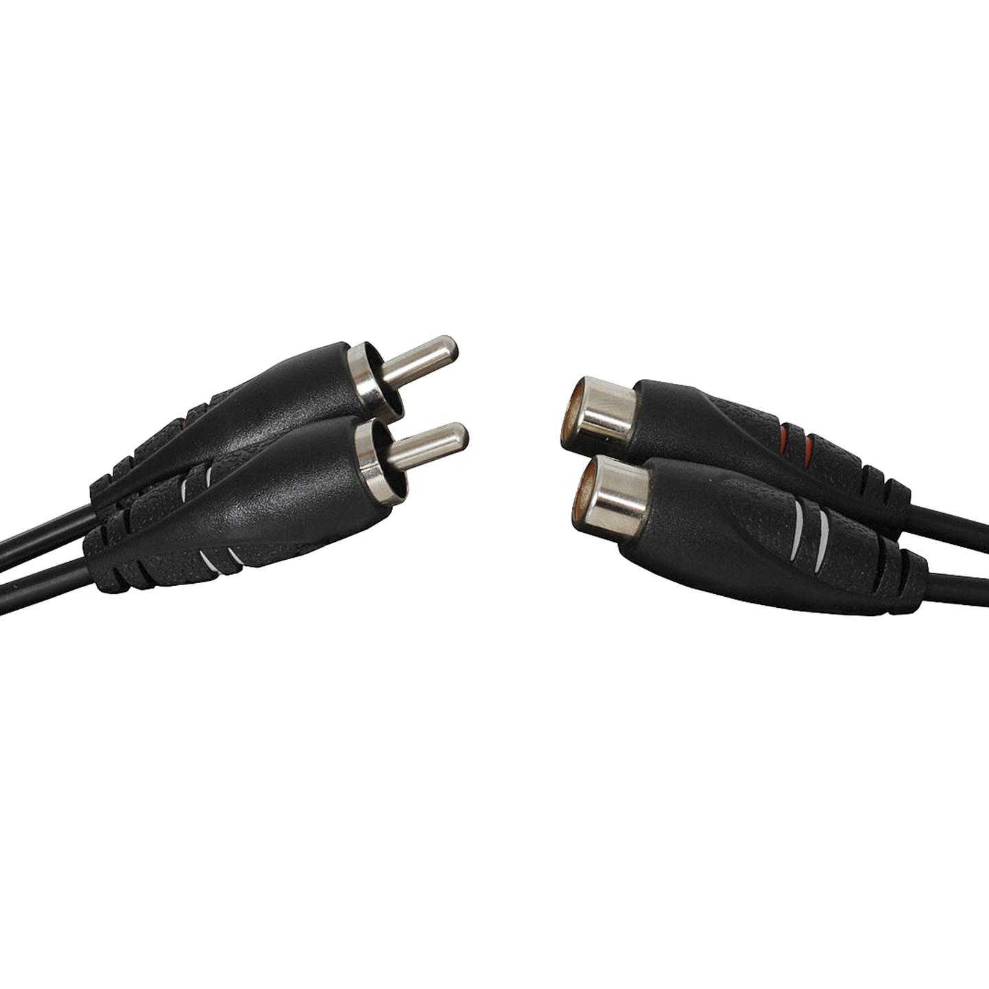 2 x RCA Plugs to 2 x RCA Sockets Audio Cable - 3m