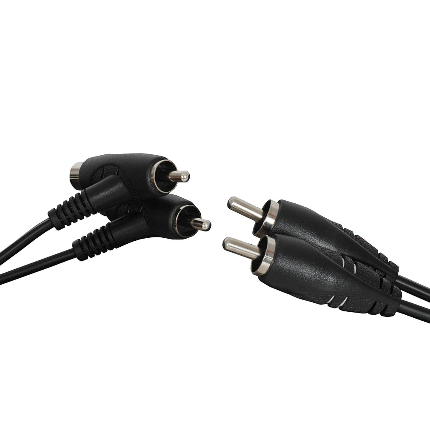 2 x RCA Plugs with Piggyback Sockets to 2 x RCA Plugs - 3m