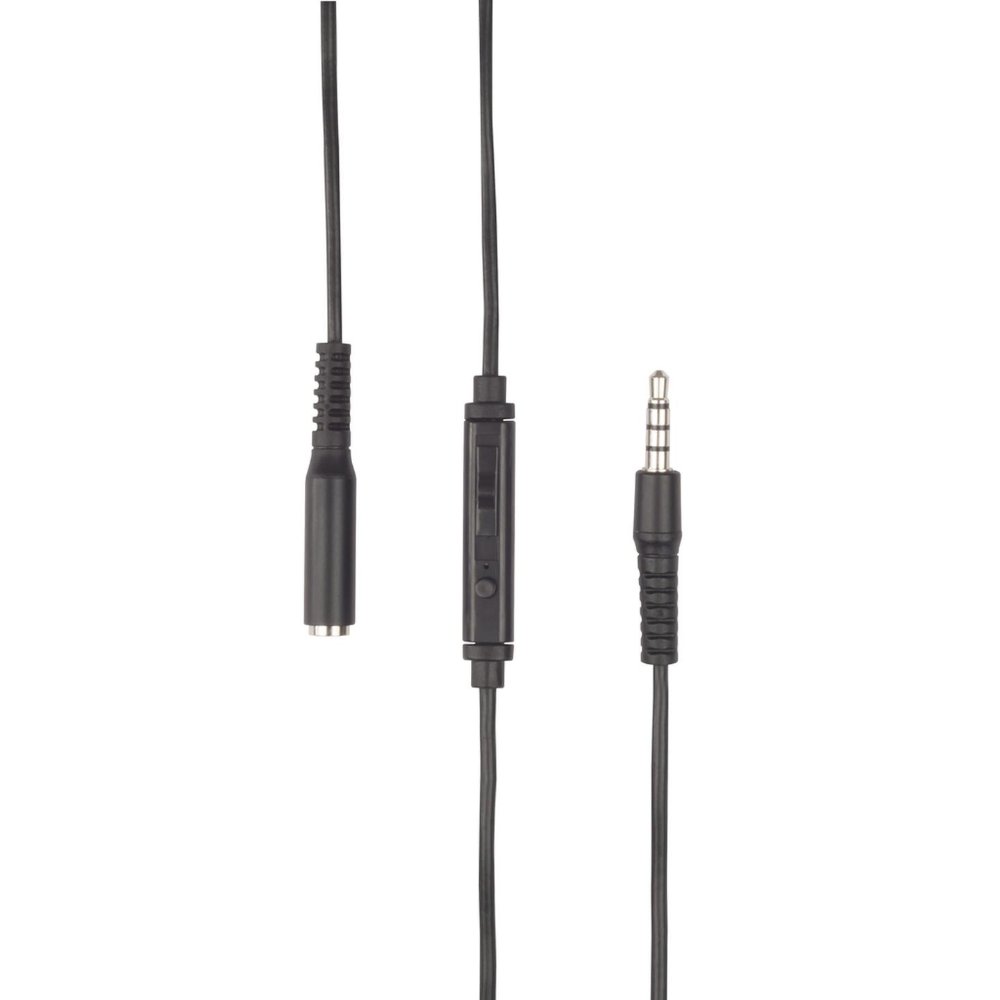 3.5mm Plug to Socket Cable with Microphone and Volume Control - 0.5m