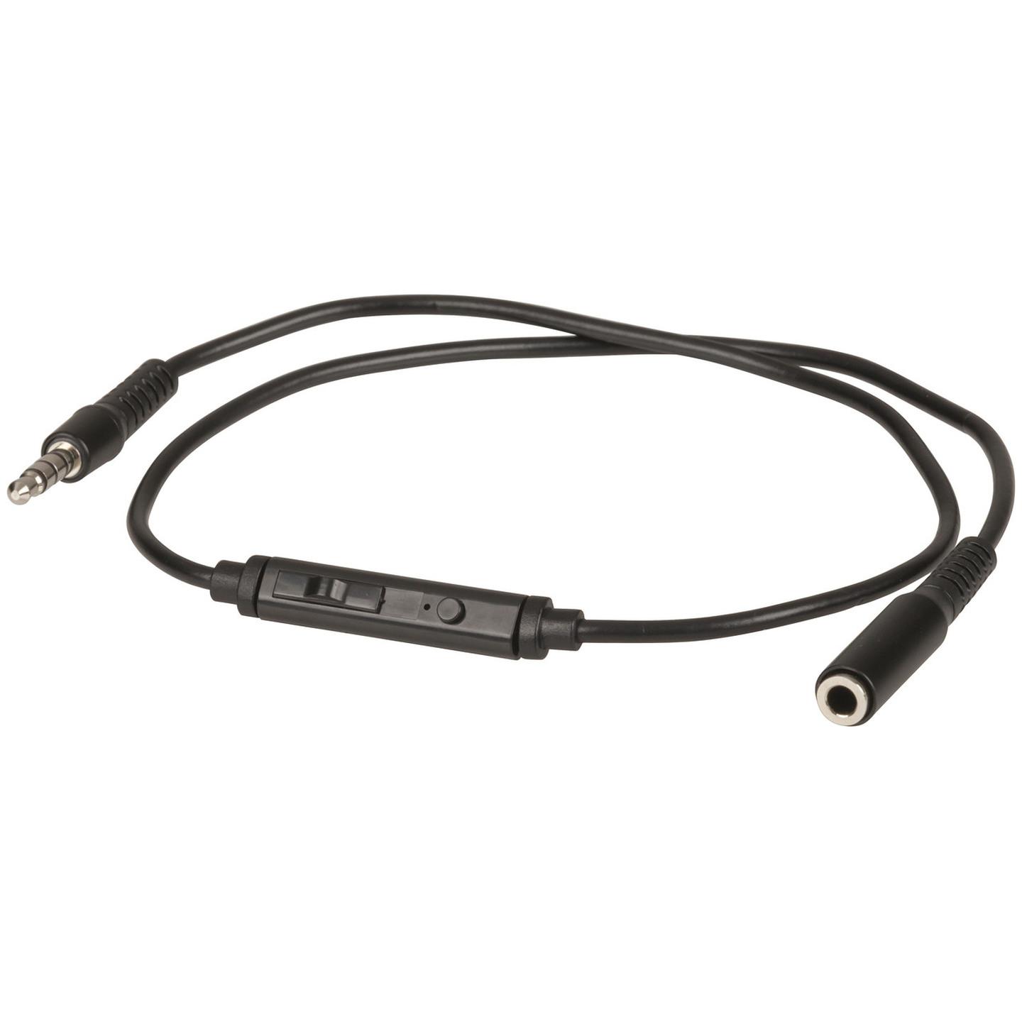 3.5mm Plug to Socket Cable with Microphone and Volume Control - 0.5m