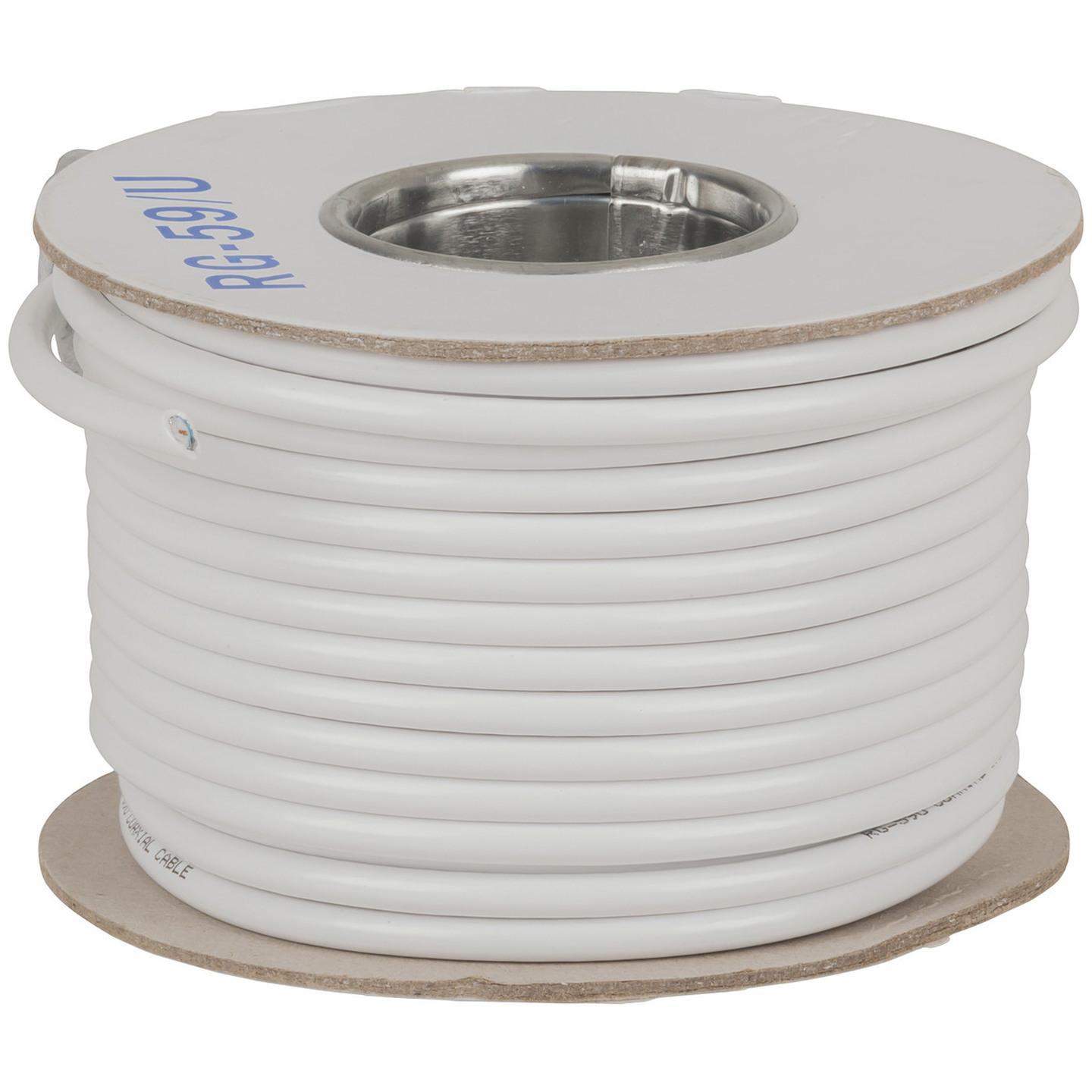 75 Ohm RG59 Coax Cable - White 30m Roll