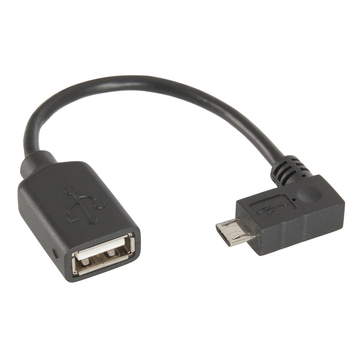 USB2.0 OTG Female A Plug to Right-Angle Micro Male B Plug