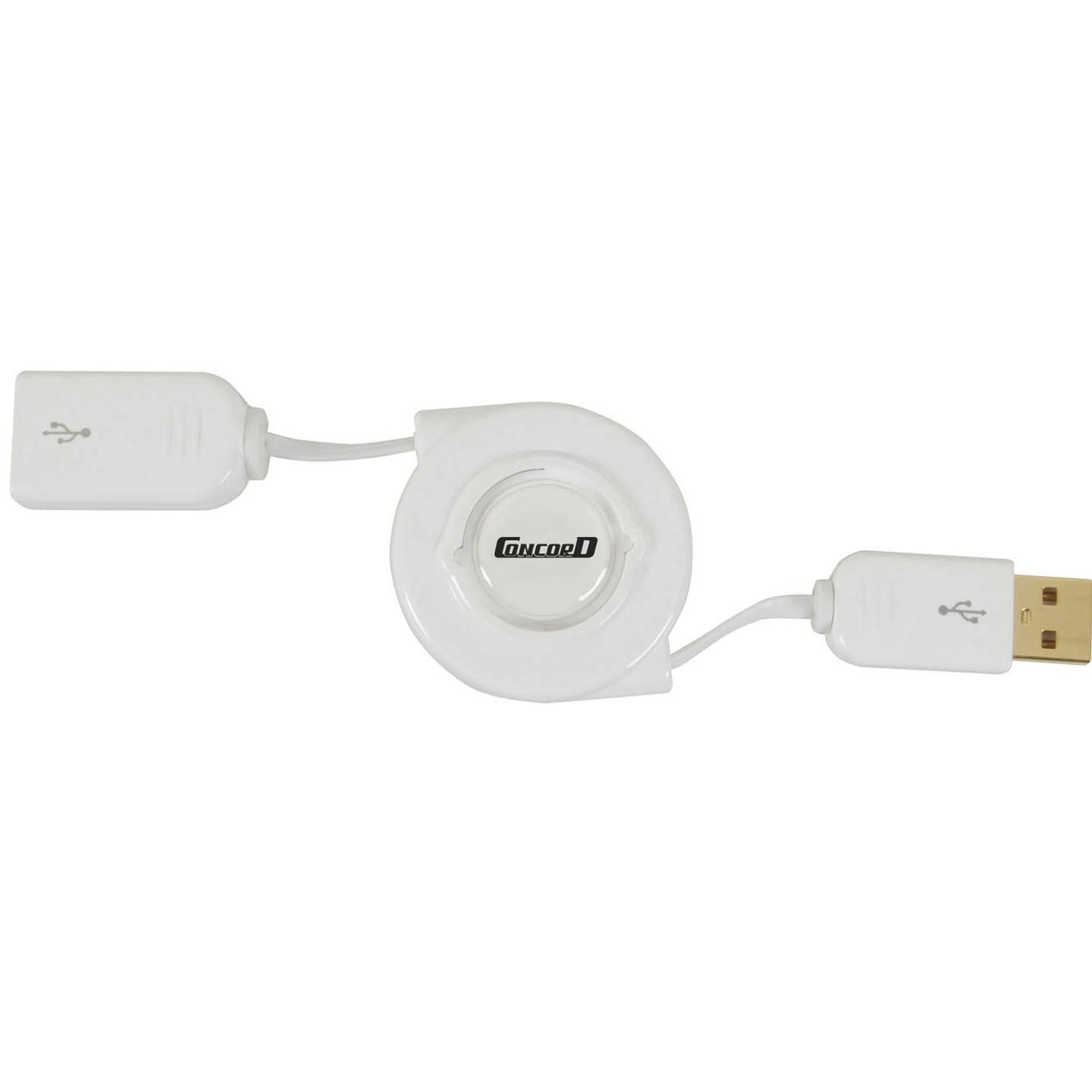 USB A Plug to USB A Socket Retractable Lead