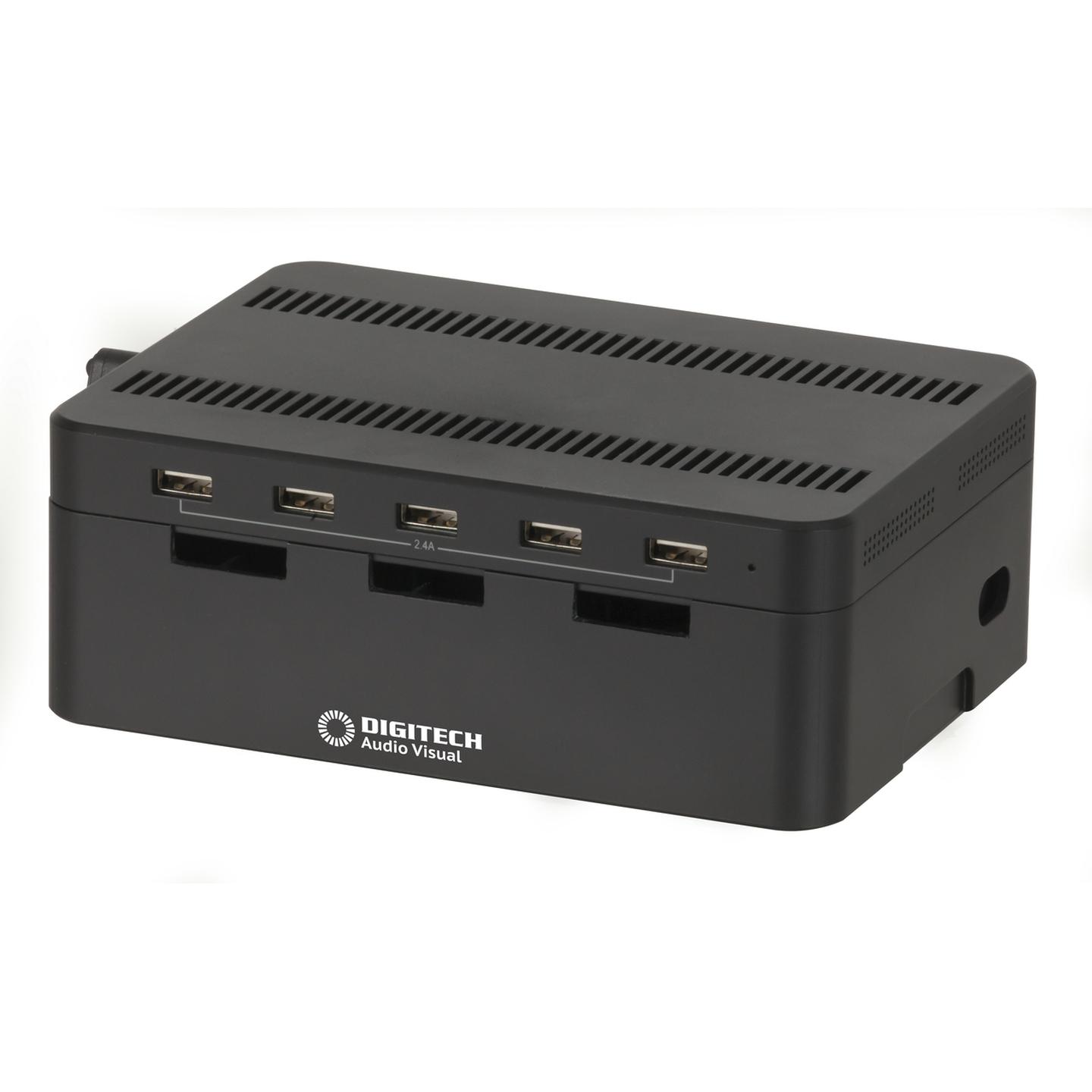 5 Port USB Charging Station with Storage Compartment