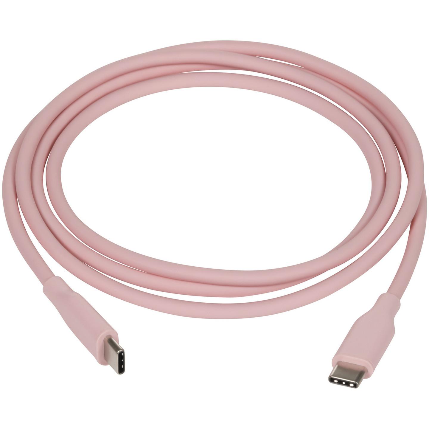 Pink Silicone USB Type-C to USB Type-C Cable 1.2m