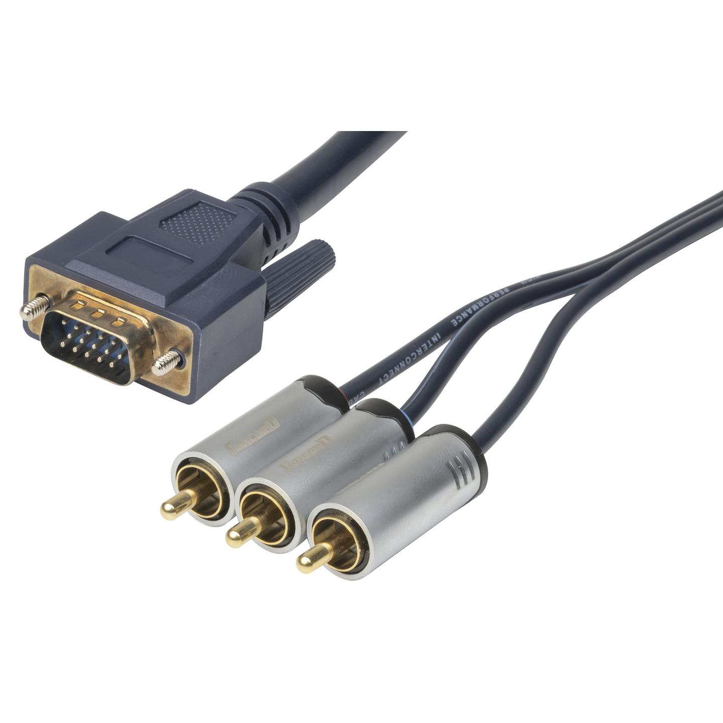 D15HD to 3 x RCA RGB Plugs Video Cable - 1.5m