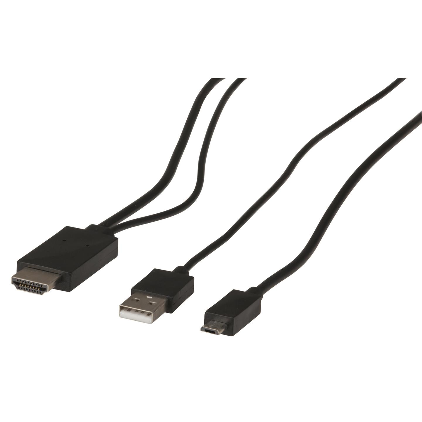 MHL to HDMI Cable with 11 Pin Samsung Adaptor - 2m