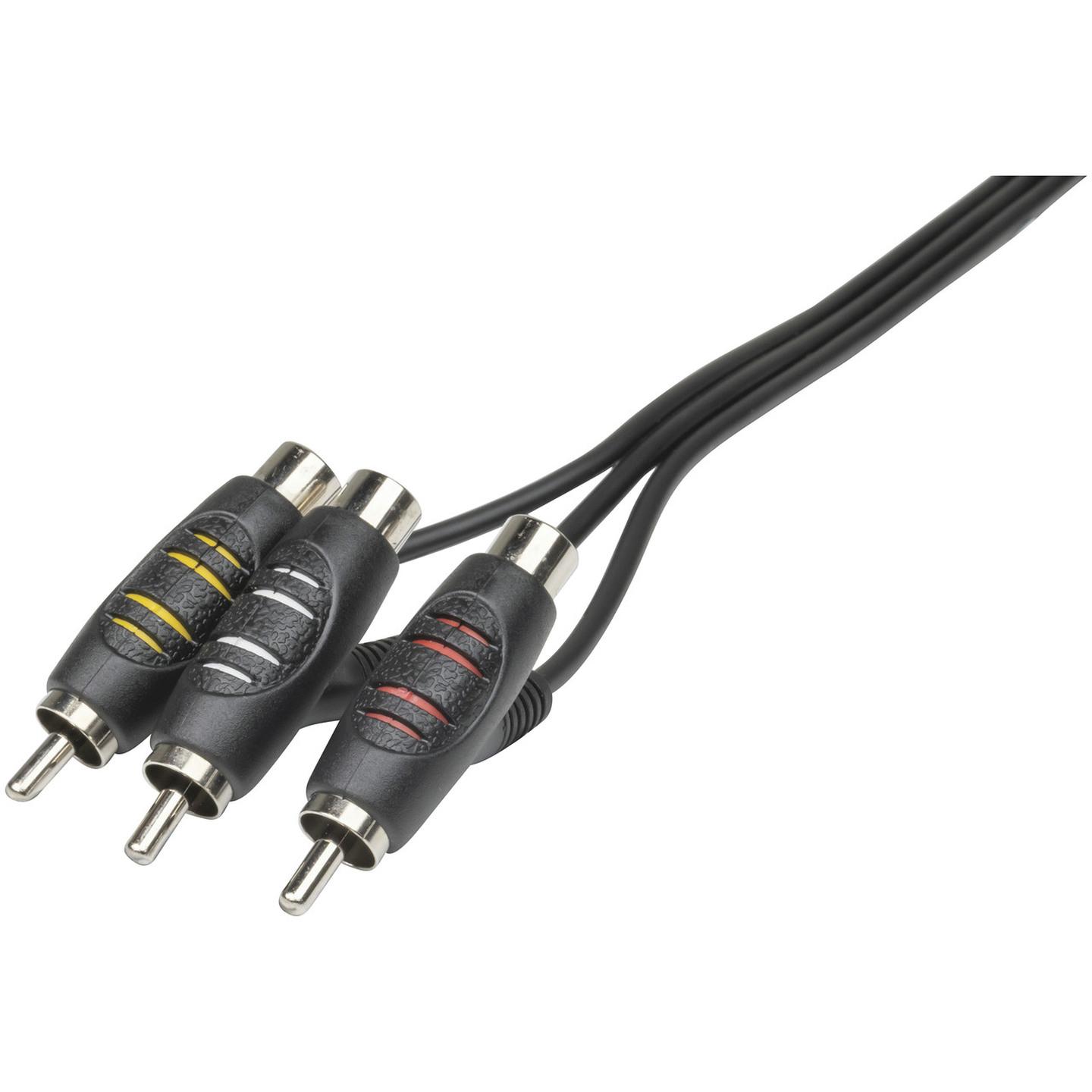 3 x RCA Piggyback Plugs to 3 RCA Plugs - 1.5m