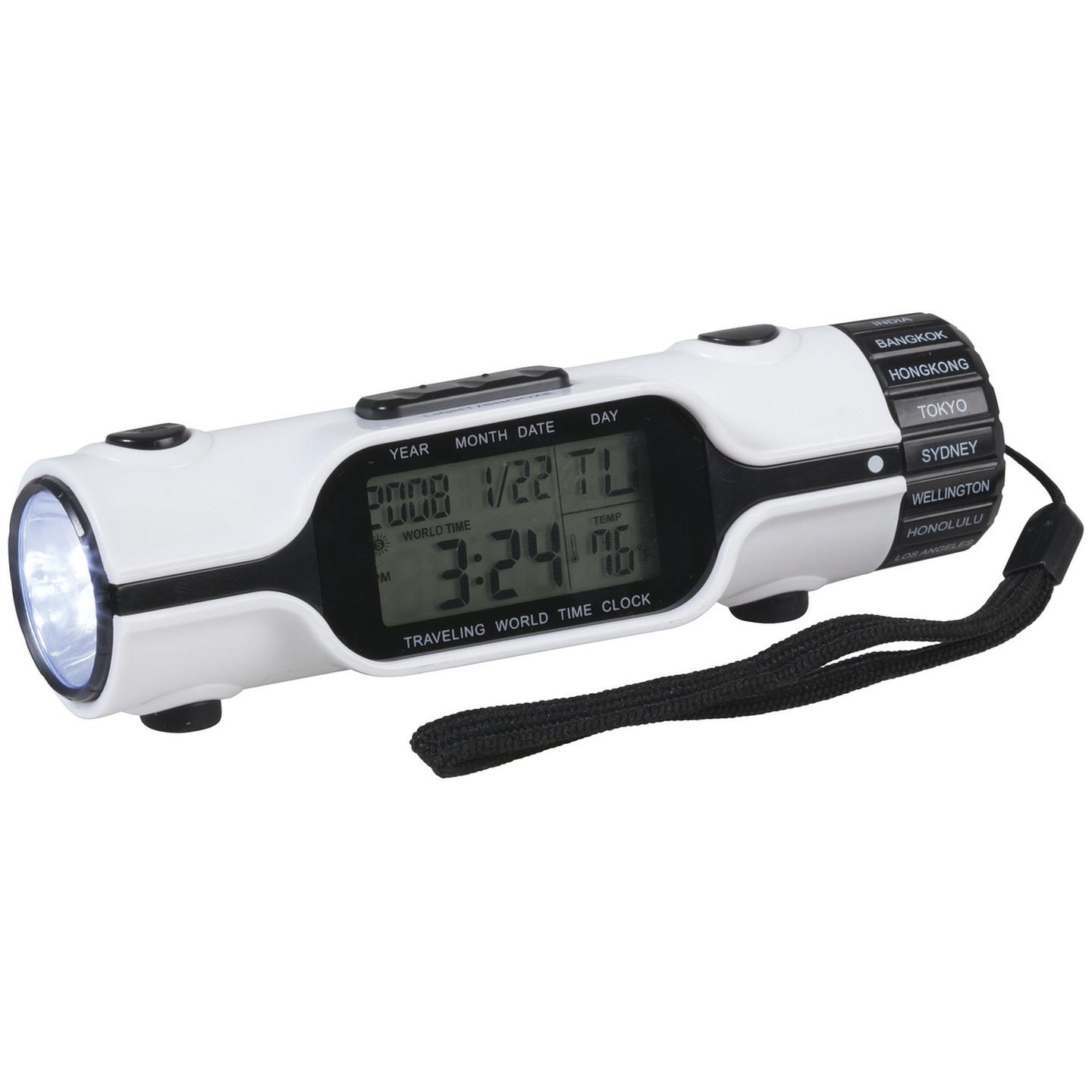 World Time Alarm Clock with LED Torch