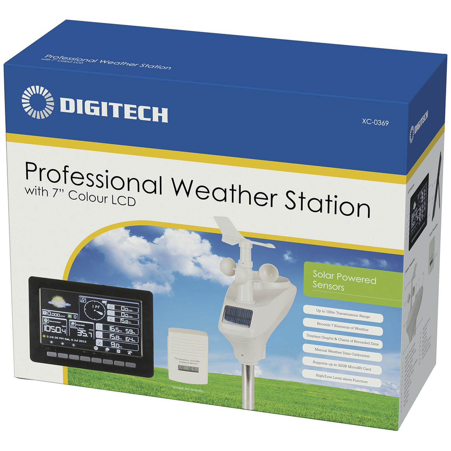 Professional Wireless Weather Station with 7 Colour LCD and Solar Powered Sensors