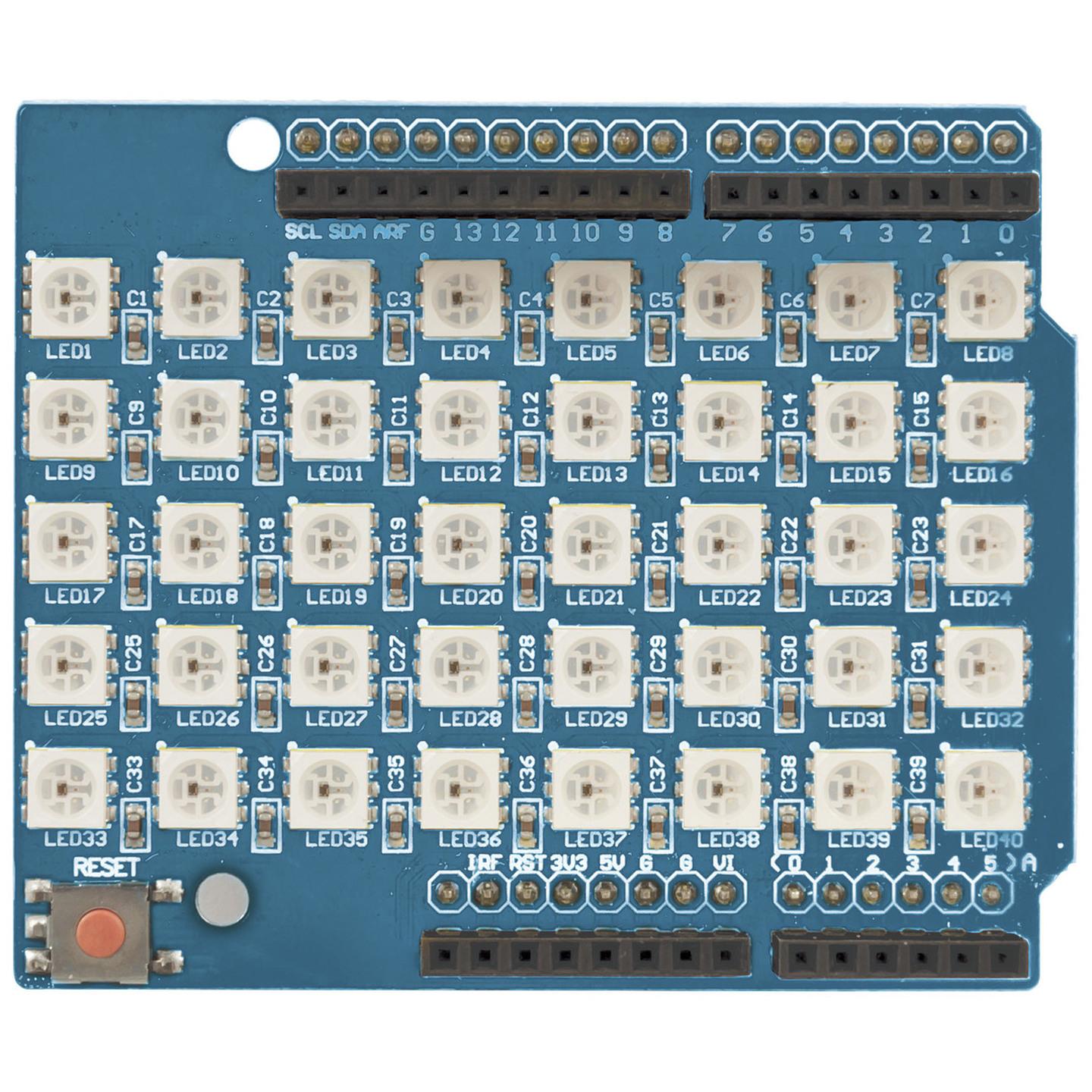 Duinotech Arduino Compatible 8 x 5 RGB LED Matrix Shield